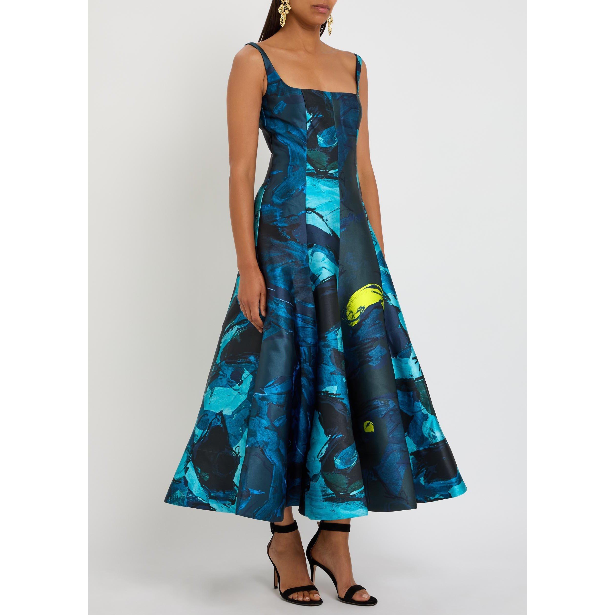 MULTICOLOURED - Roksanda Ilincic - Women's Zelia Pleated Square-Neck A-Line Dress - 2