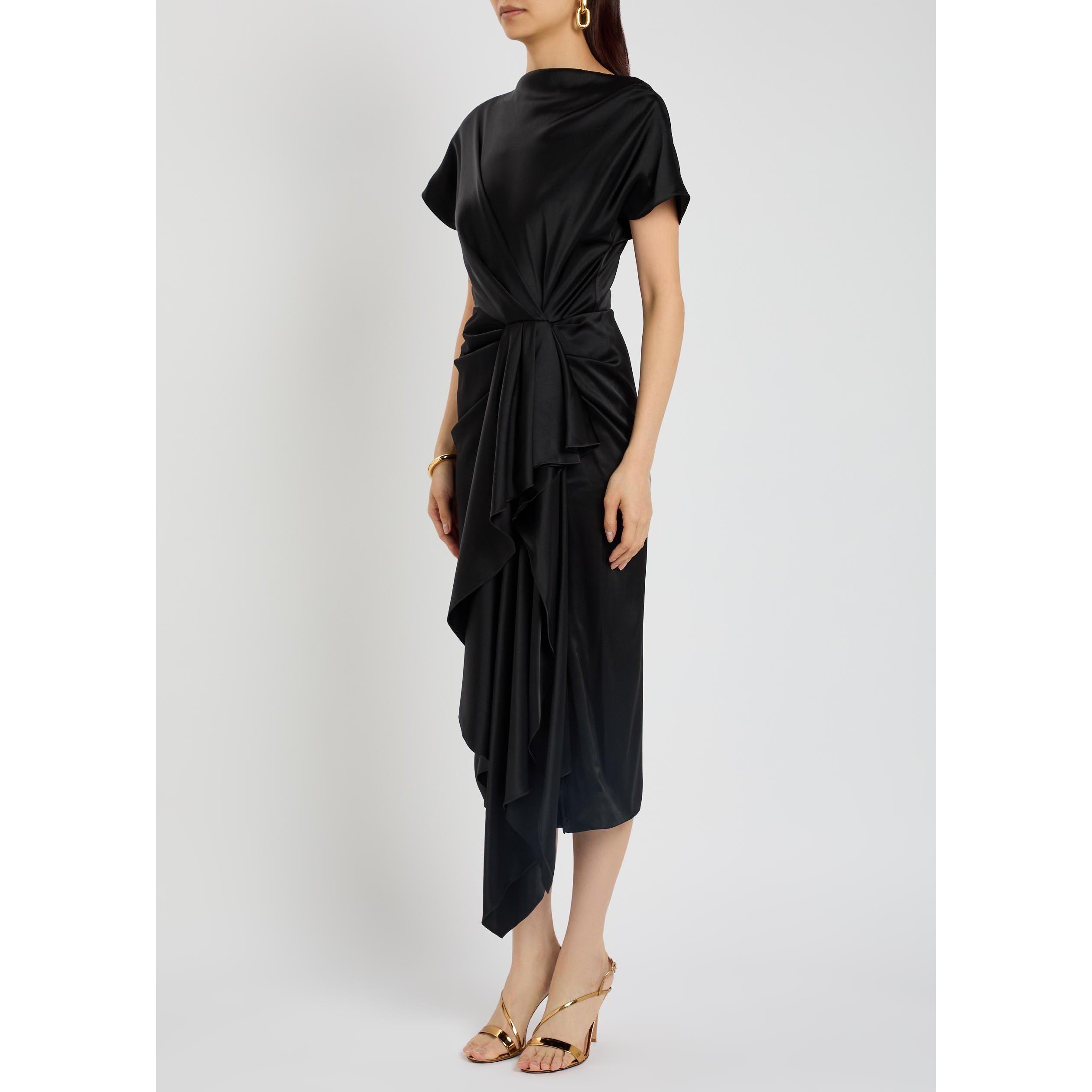 BLACK - Roksanda Ilincic - Women's Zoa Satin Relaxed-Fit Maxi Dress - 2
