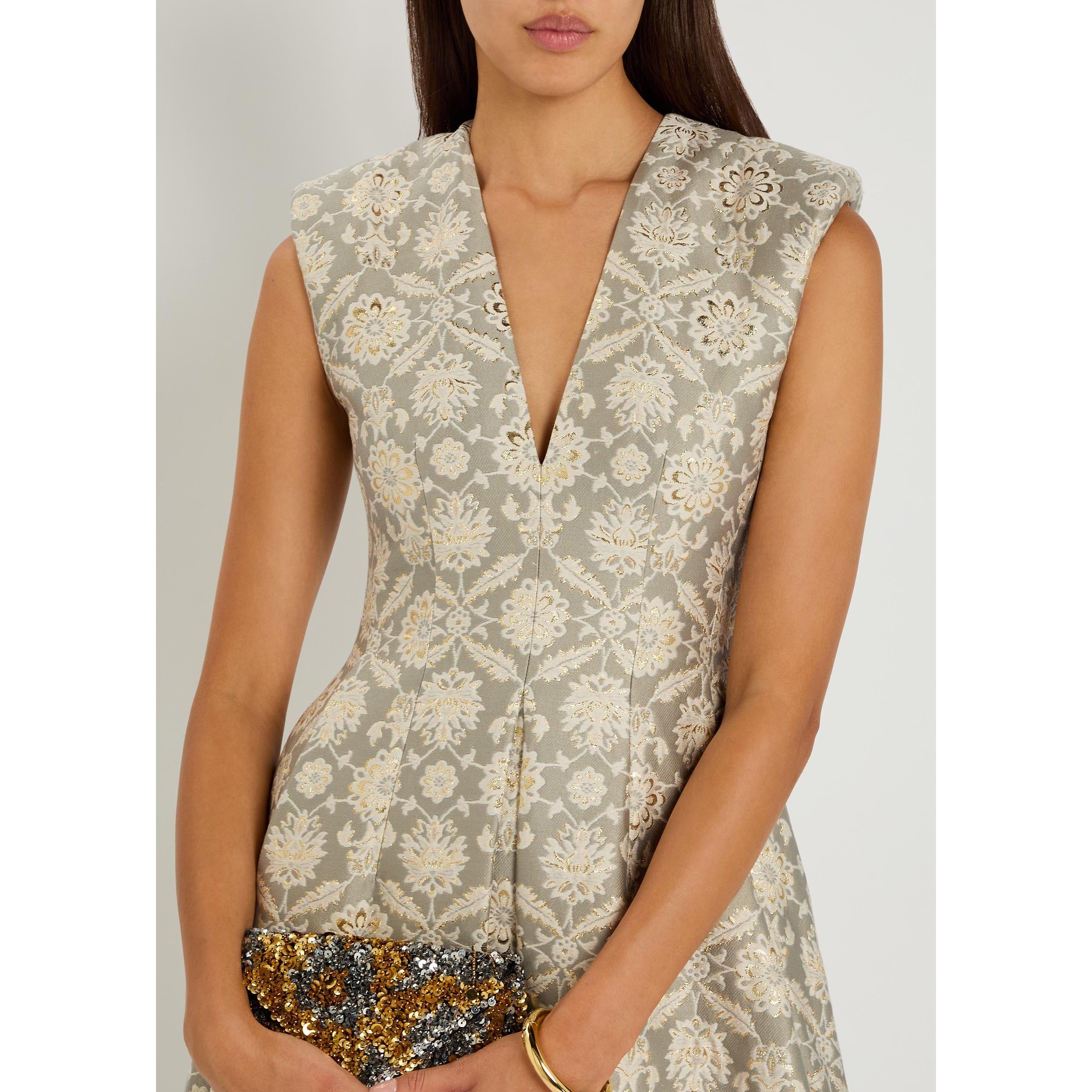 GREY - Huishan Zhang - Women's Kyle Cotton Jacquard Maxi Dress - 4