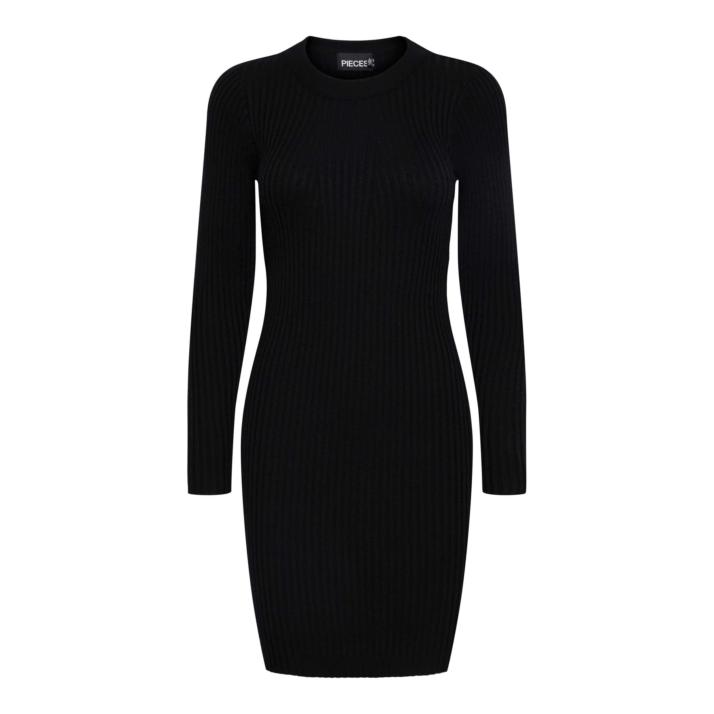 Preto - Pieces - Women's Long-Sleeve Knitted Jumper Dress - 3