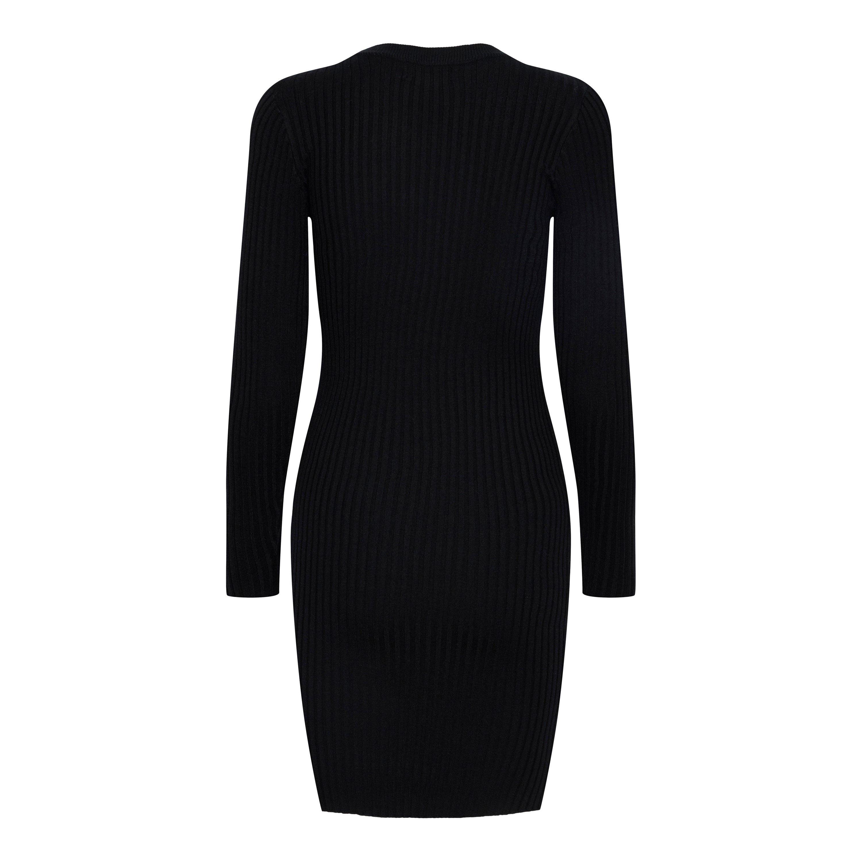 Preto - Pieces - Women's Long-Sleeve Knitted Jumper Dress - 4