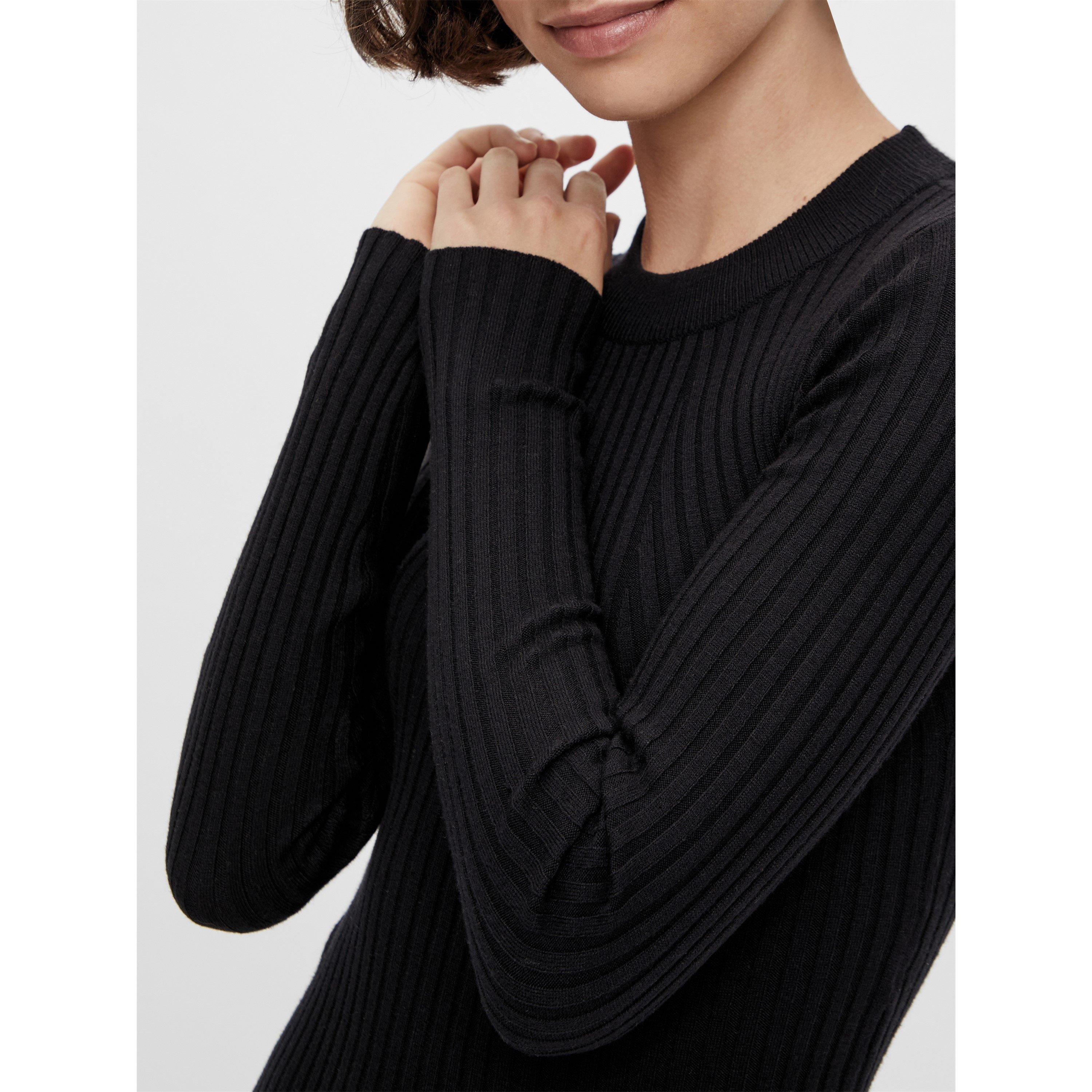 Preto - Pieces - Women's Long-Sleeve Knitted Jumper Dress - 7