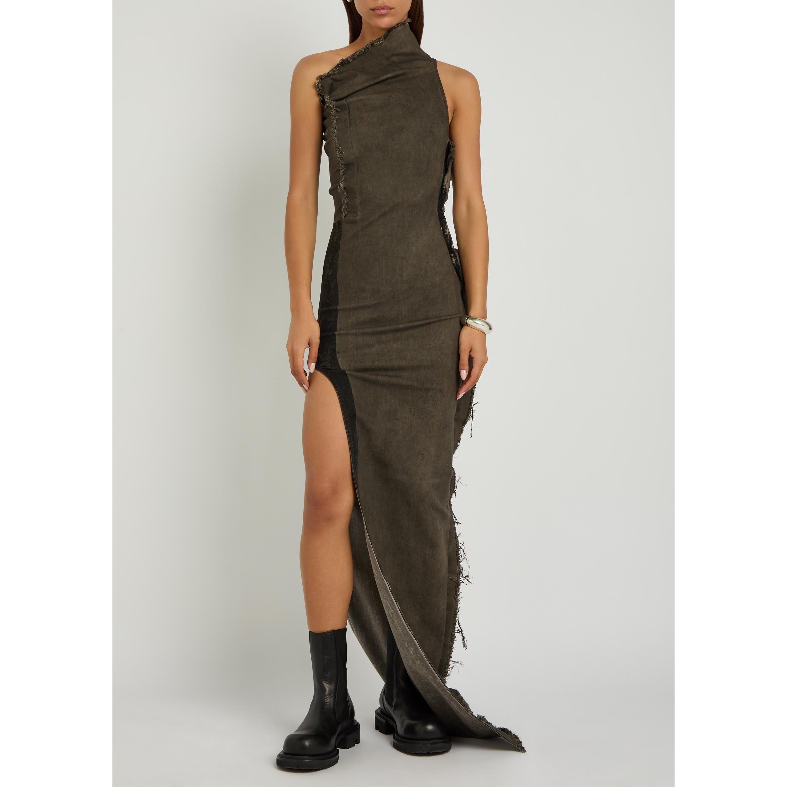 BROWN OTHER - Rick Owens - Women's Athena Denim Maxi Dress - 5