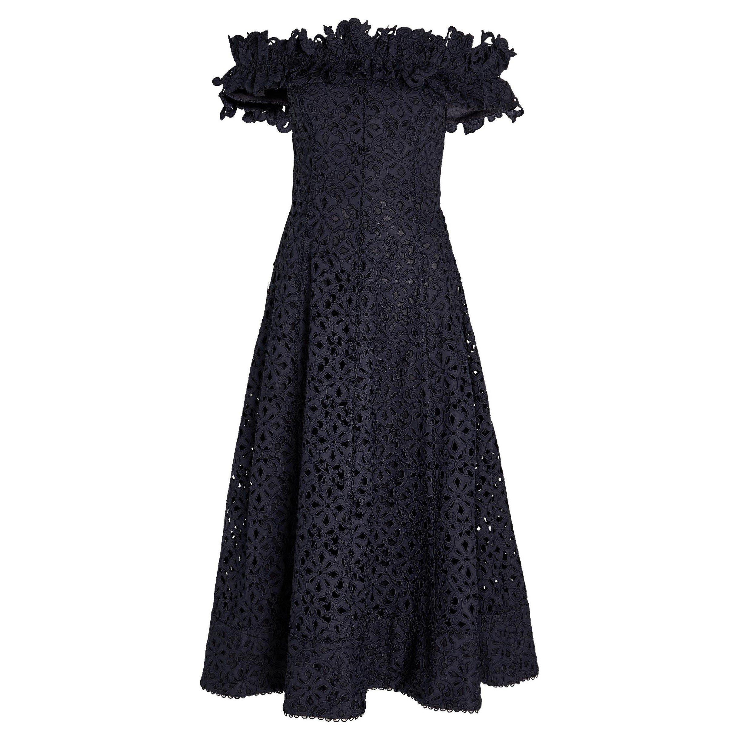 NAVY - Rebecca Vallance - Women's Antalya Off-the-Shoulder Cotton Tea Dress - 1