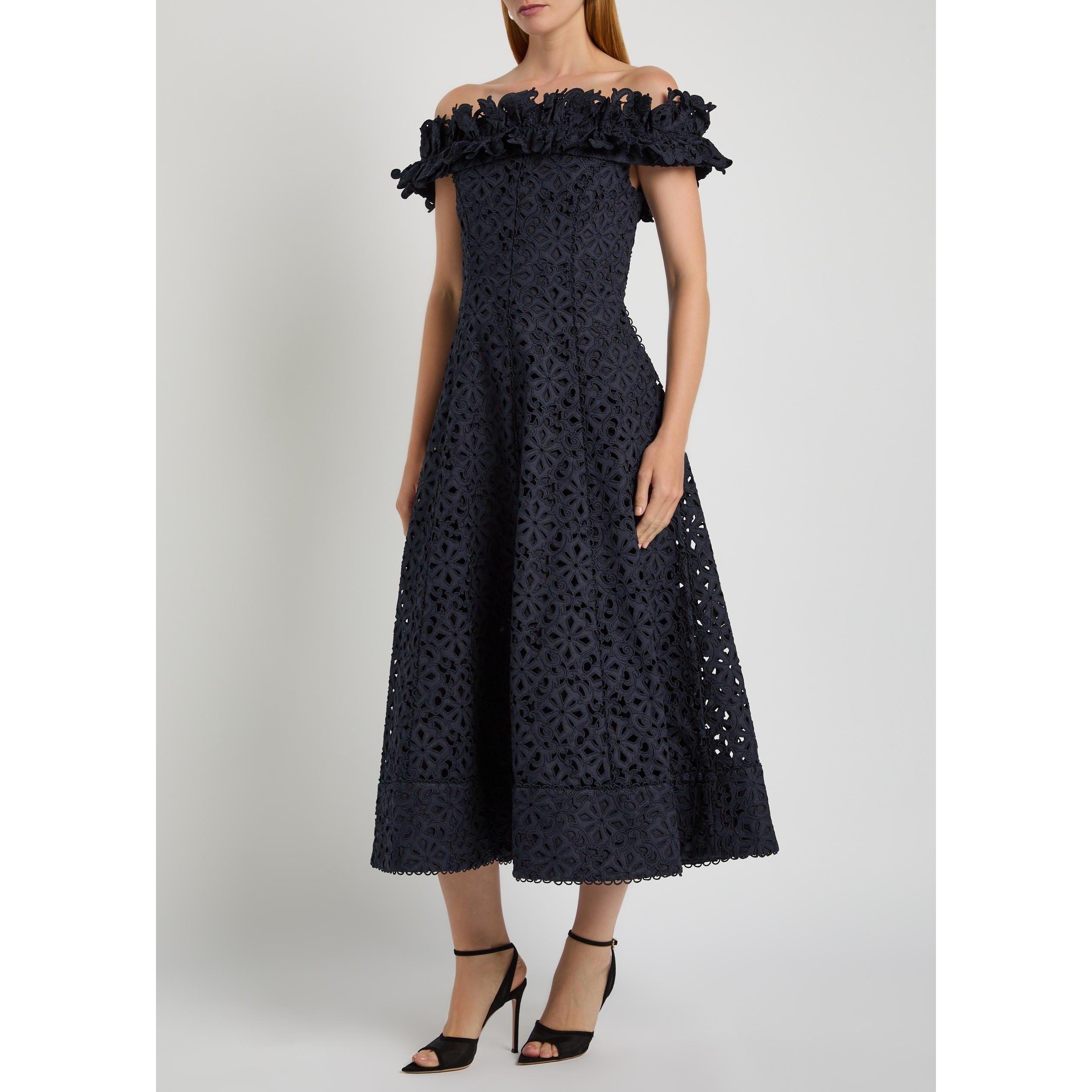 NAVY - Rebecca Vallance - Women's Antalya Off-the-Shoulder Cotton Tea Dress - 2