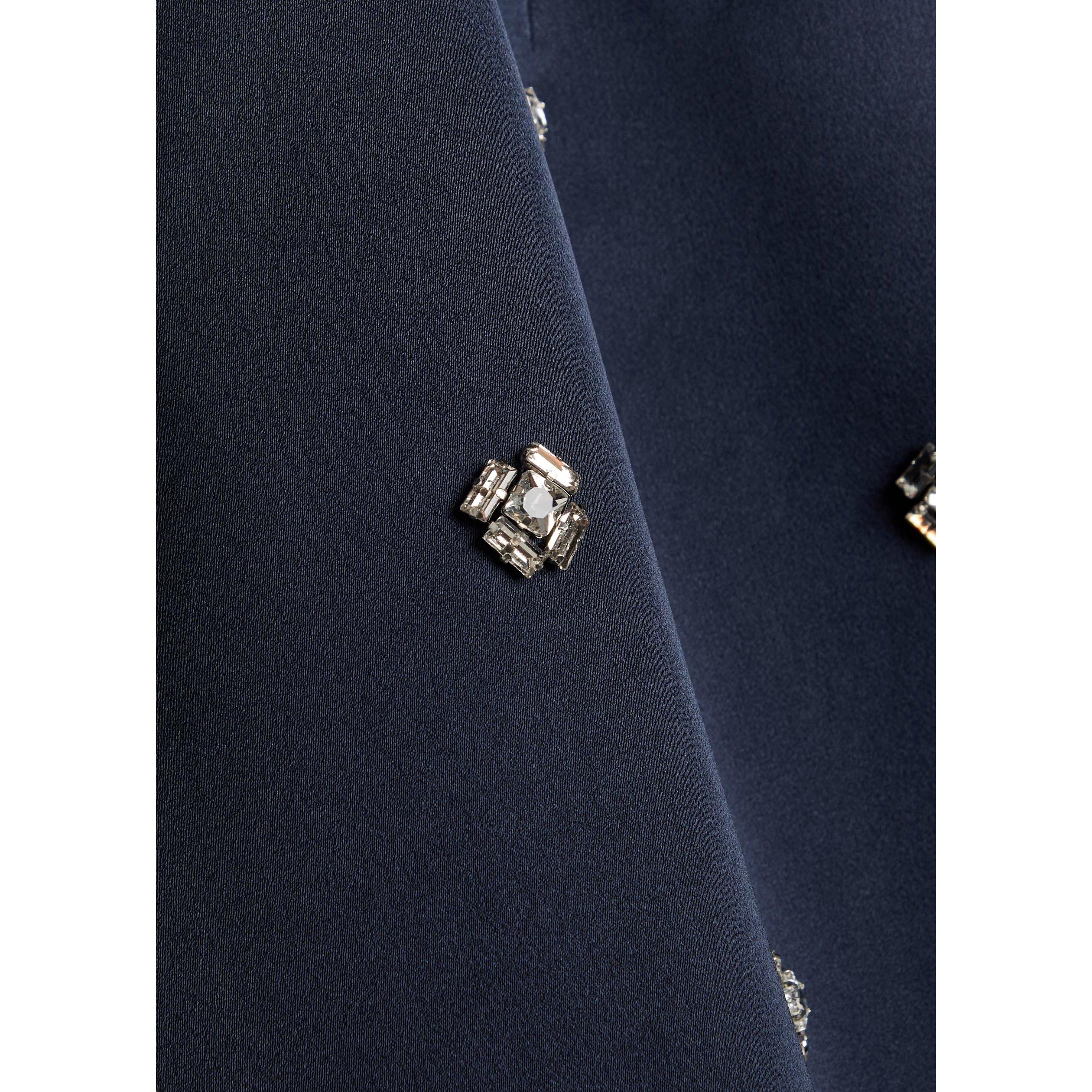 NAVY - Rebecca Vallance - Women's Ayla Crystal Embellished Satin Puff-Sleeve Mini Dress - 4