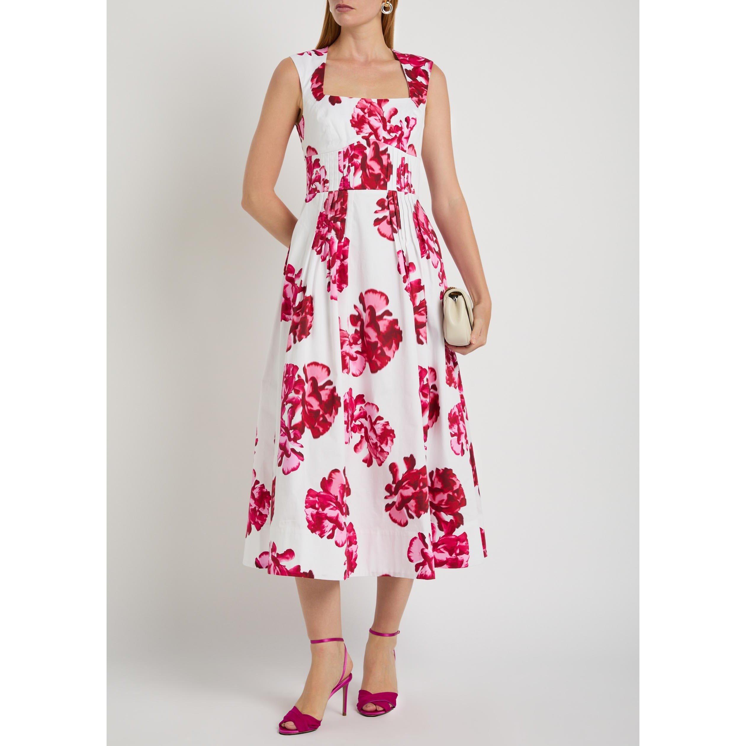 MULTICOLOURED - Rebecca Vallance - Women's Damask Rose Cotton Floral Midi A-Line Dress - 5