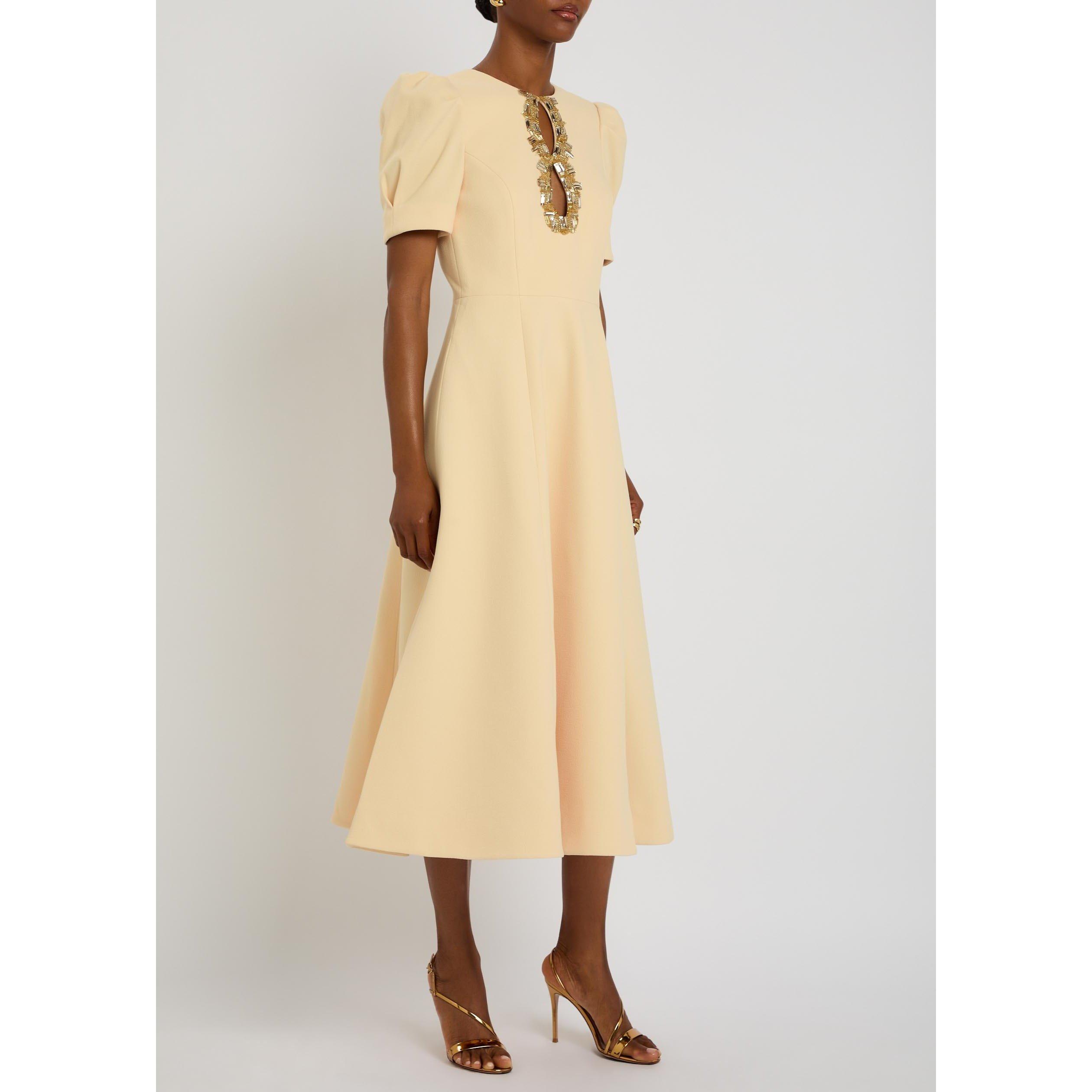 YELLOW - Rebecca Vallance - Women's Alexandrite Midi Pleated Cut-Out Dress - 2