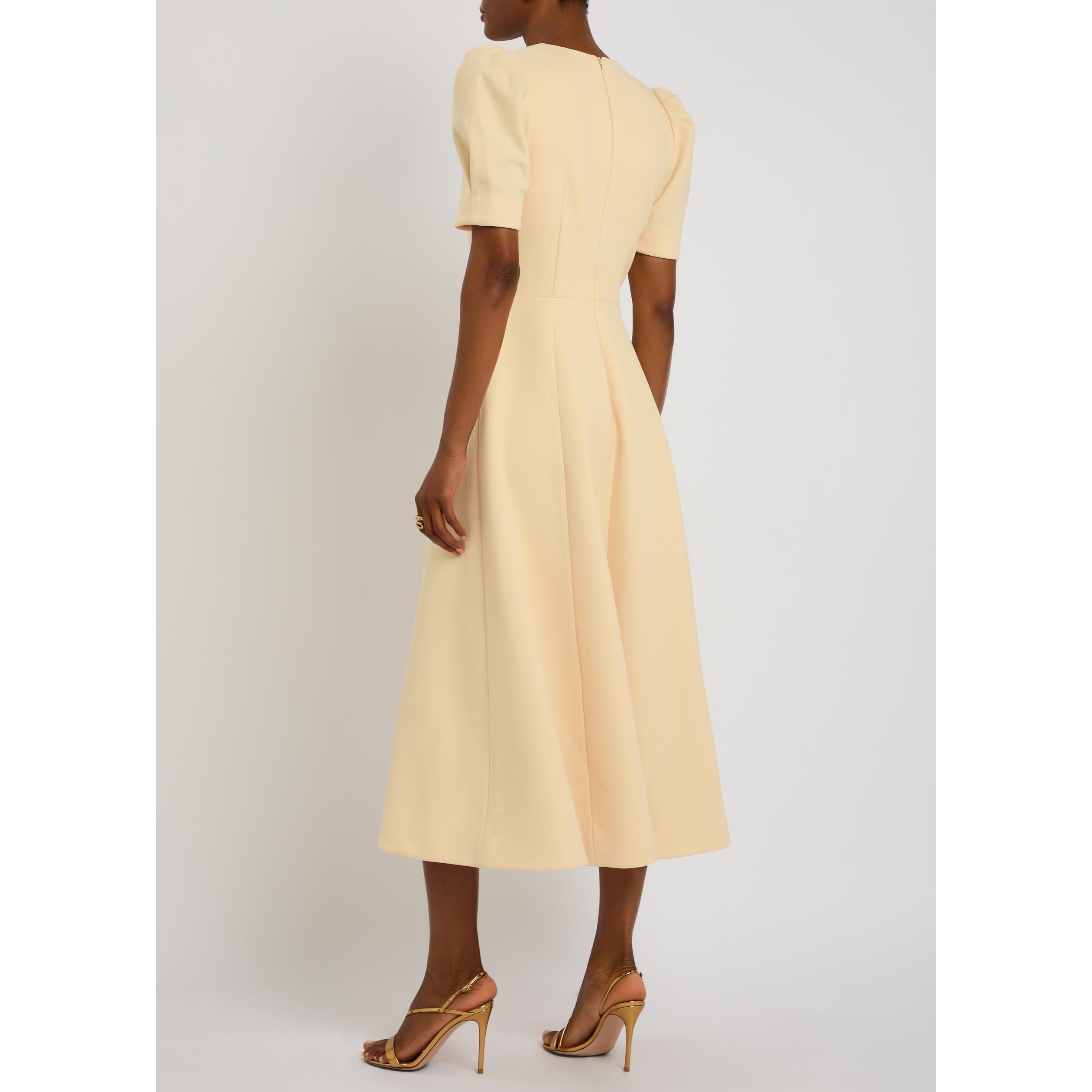 YELLOW - Rebecca Vallance - Women's Alexandrite Midi Pleated Cut-Out Dress - 3