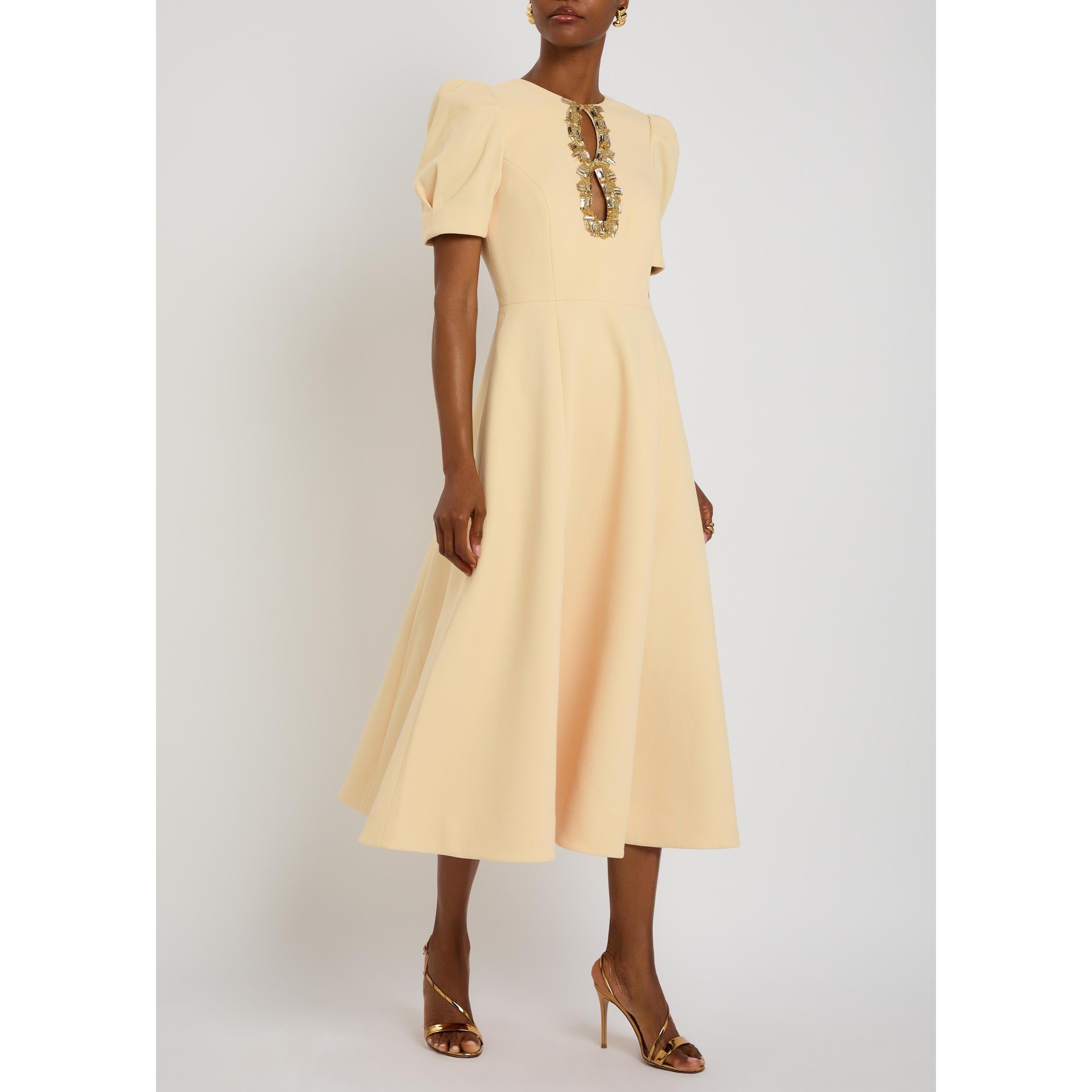 YELLOW - Rebecca Vallance - Women's Alexandrite Midi Pleated Cut-Out Dress - 5