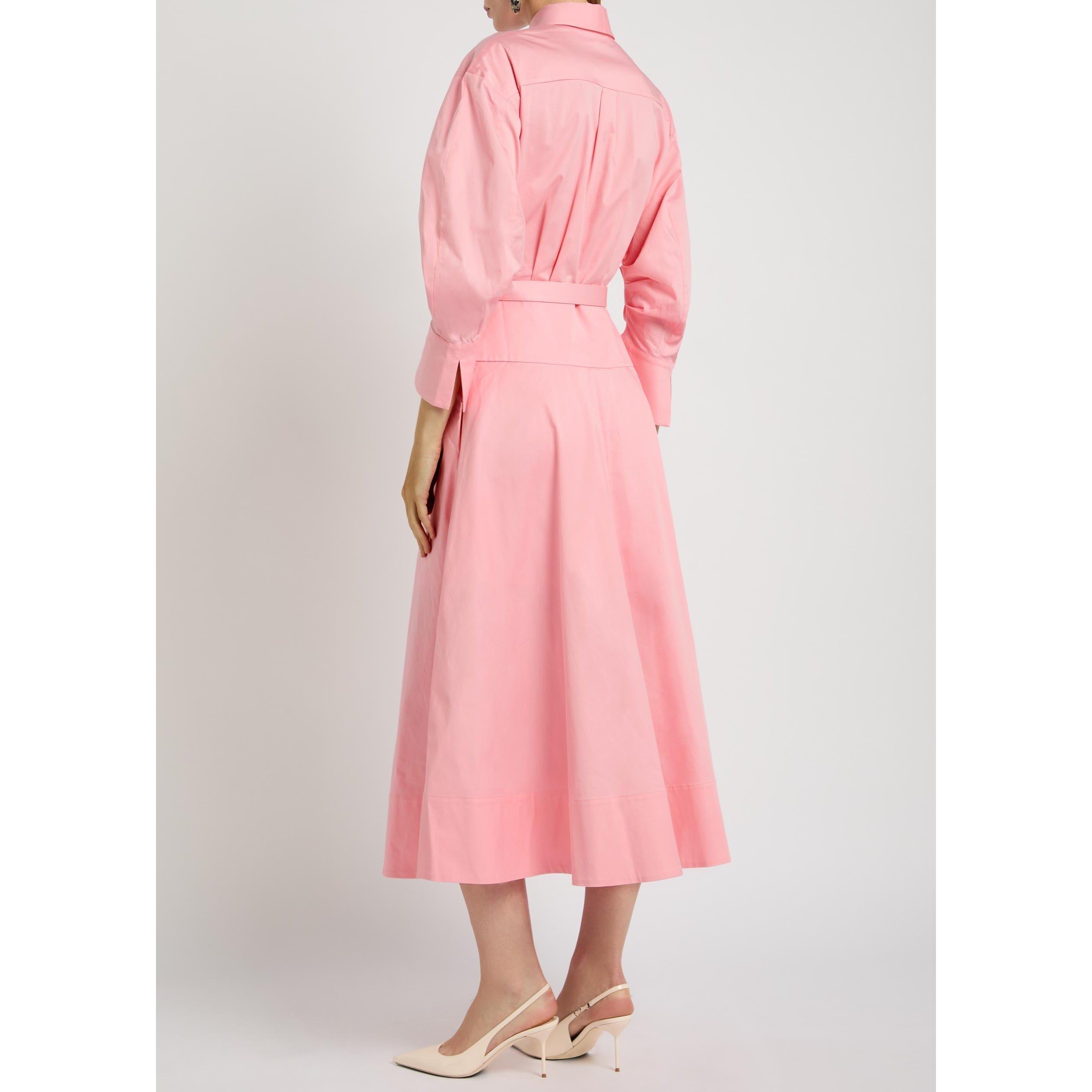 PINK - Rebecca Vallance - Women's Dianthe Long-Sleeve Cotton Midi Shirt Dress - 3