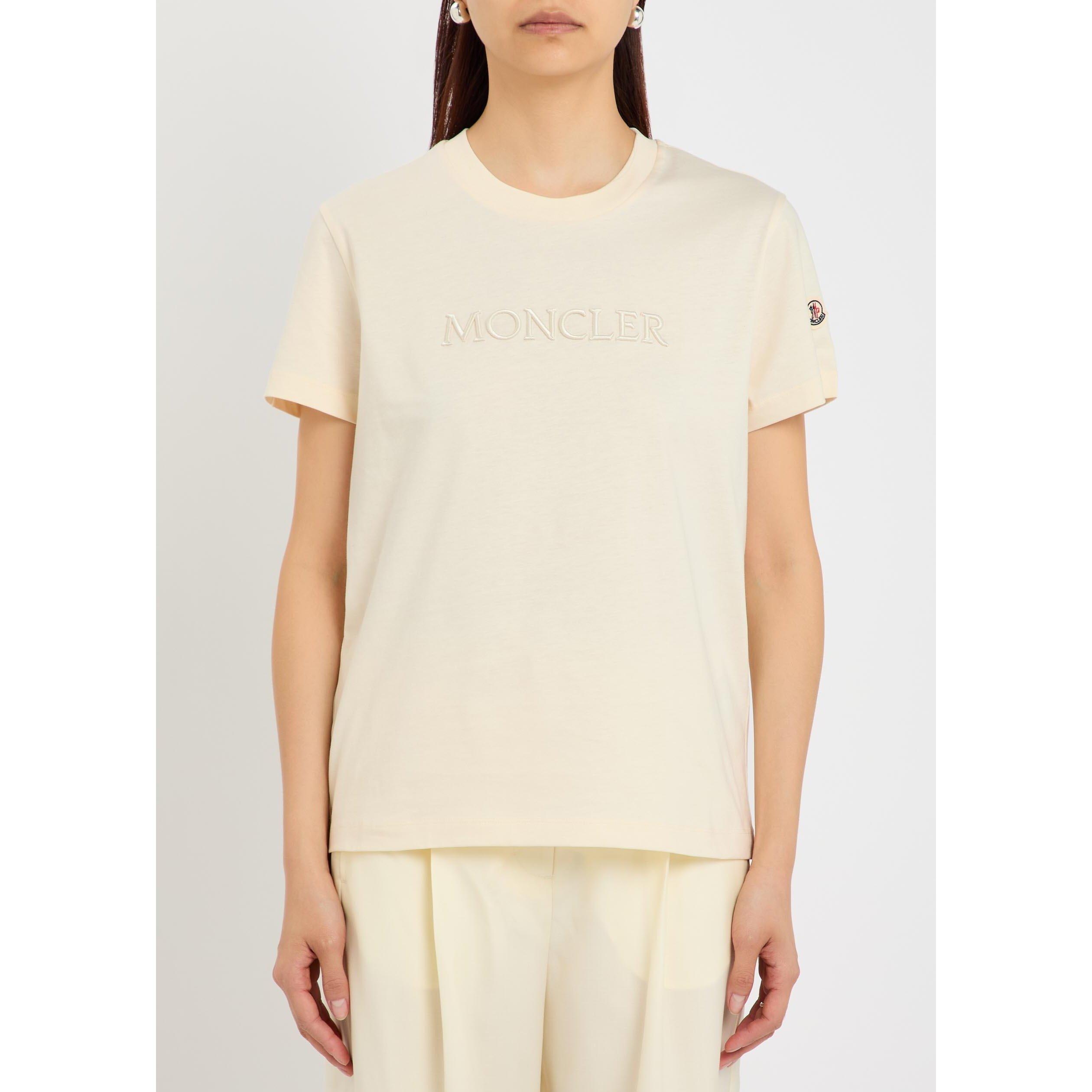 WHITE - Moncler - Women's Short-Sleeve Cotton Crew-Neck T-Shirt - 2