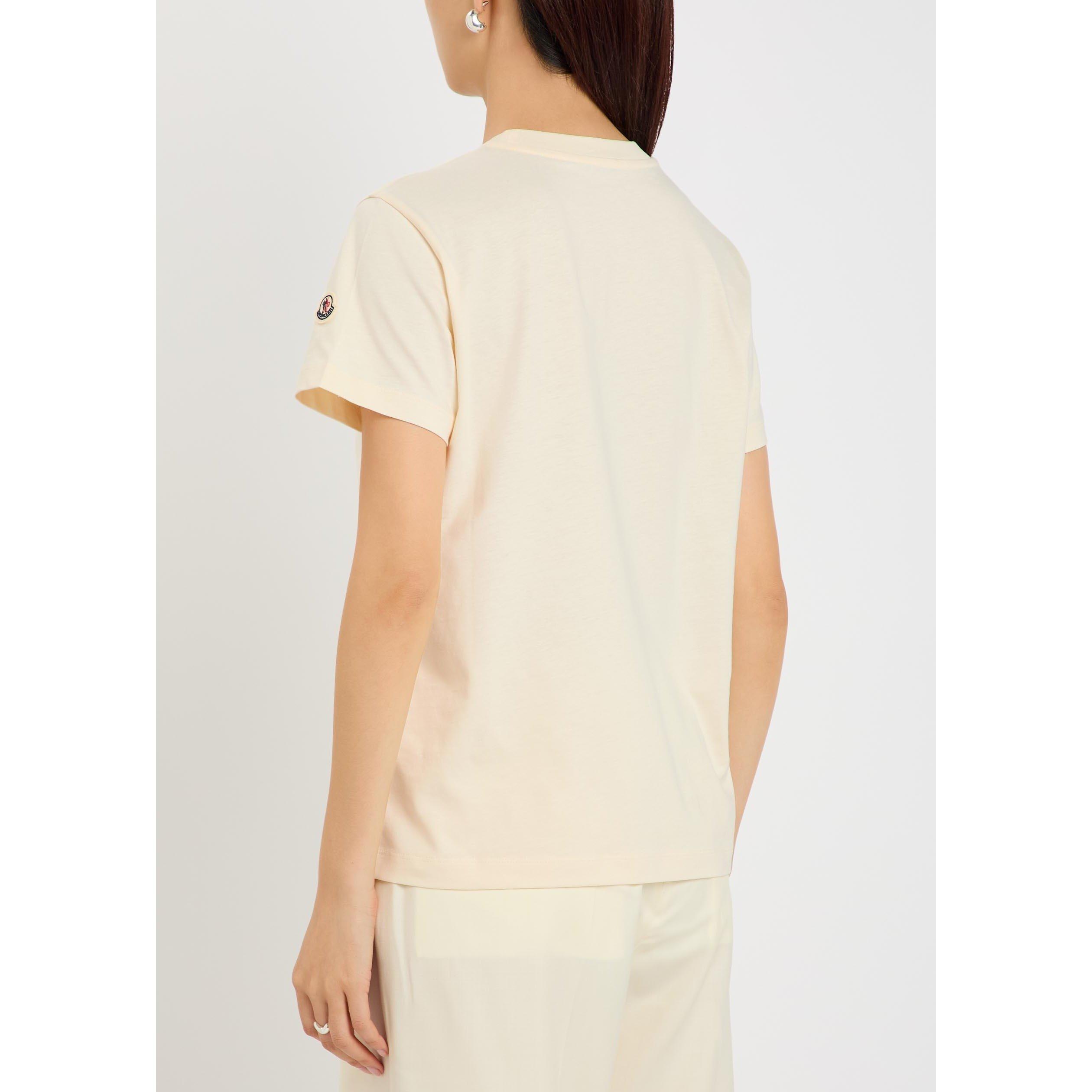 WHITE - Moncler - Women's Short-Sleeve Cotton Crew-Neck T-Shirt - 3