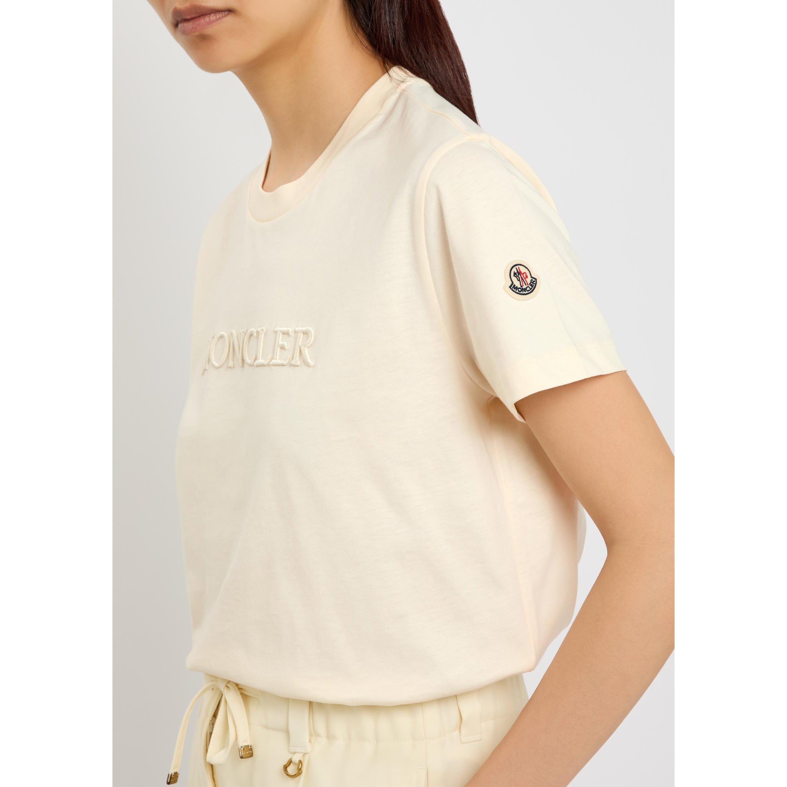 WHITE - Moncler - Women's Short-Sleeve Cotton Crew-Neck T-Shirt - 4