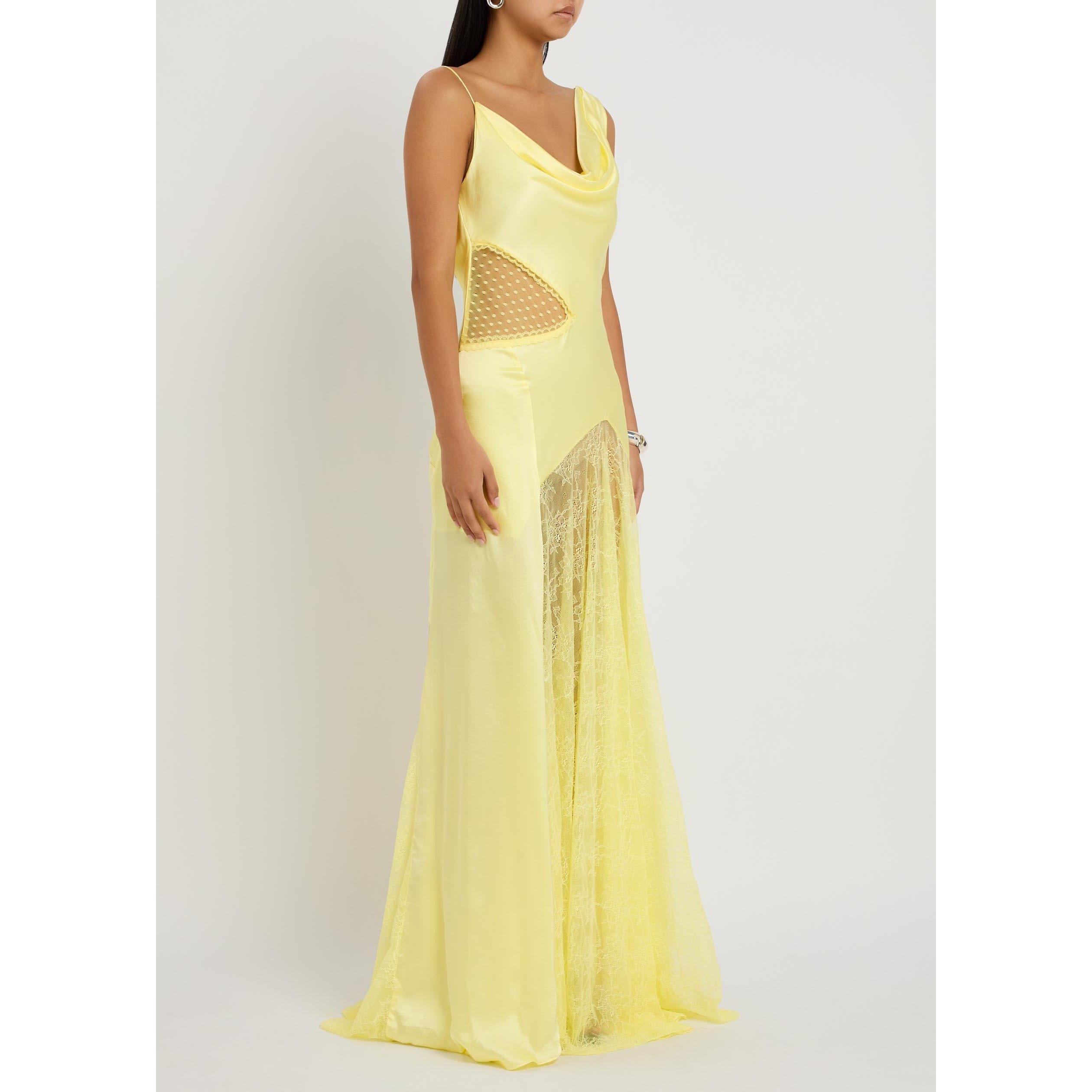 YELLOW - Unknown - Women's Bijou Silk Cowl-Neck Maxi Dress - 2