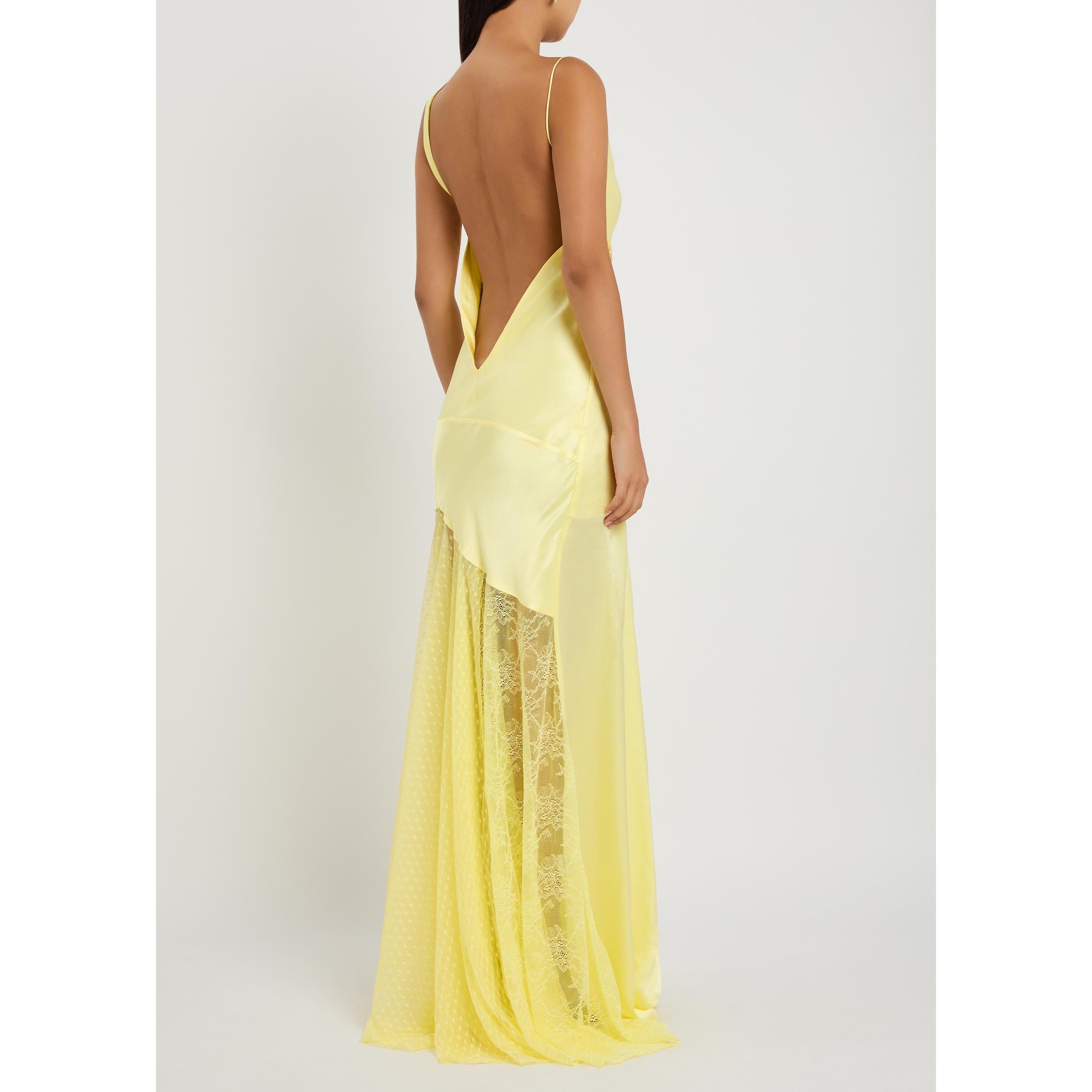 YELLOW - Unknown - Women's Bijou Silk Cowl-Neck Maxi Dress - 3