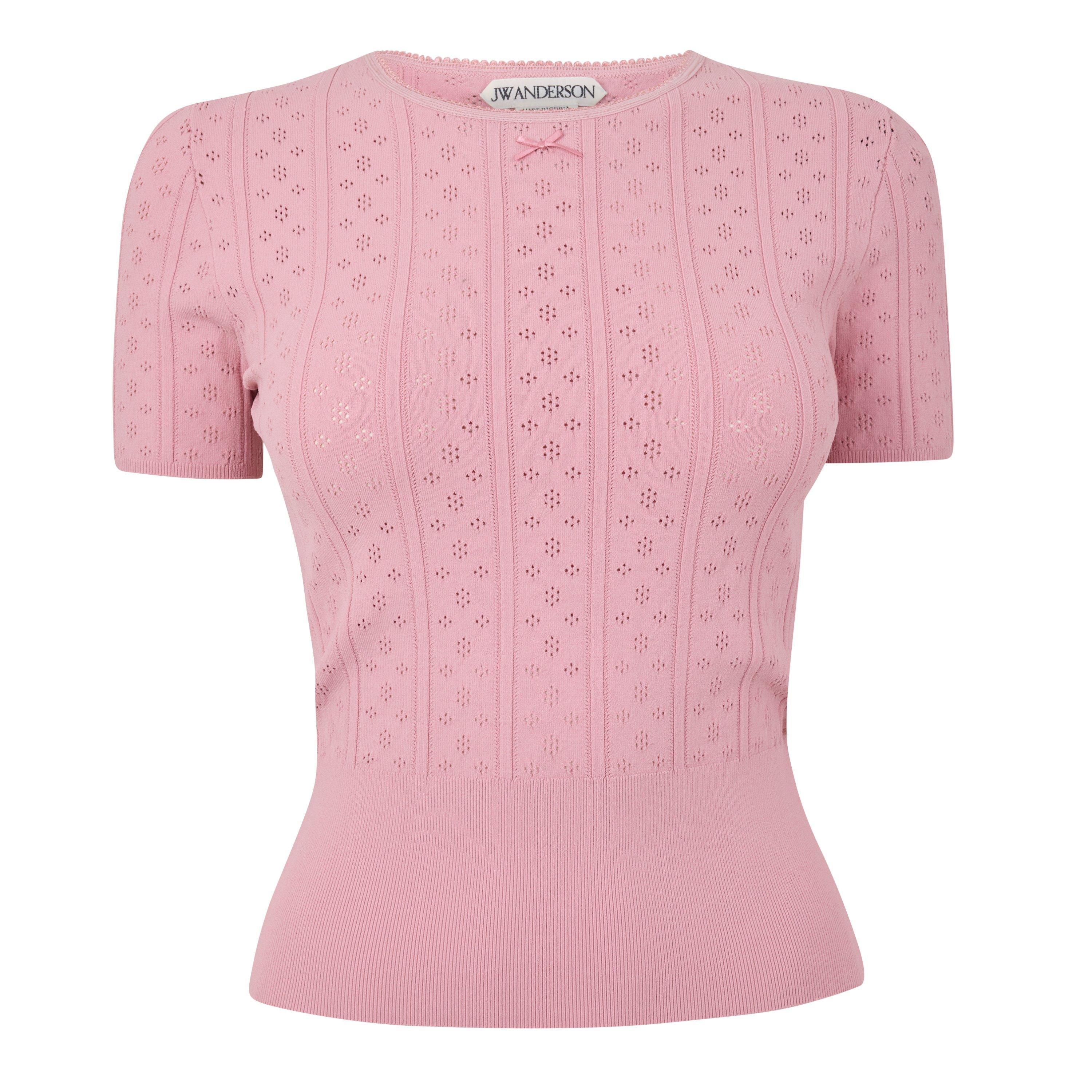 PINK - JW Anderson - Women's Pointelle Short-Sleeve T-Shirt - 1