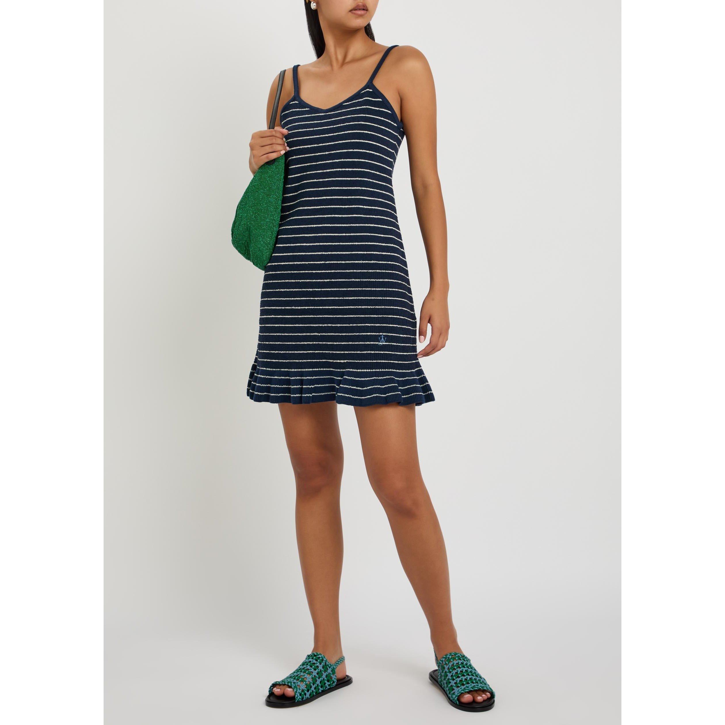 NAVY - JW Anderson - Women's Striped Cotton V-Neck Mini Dress - 5