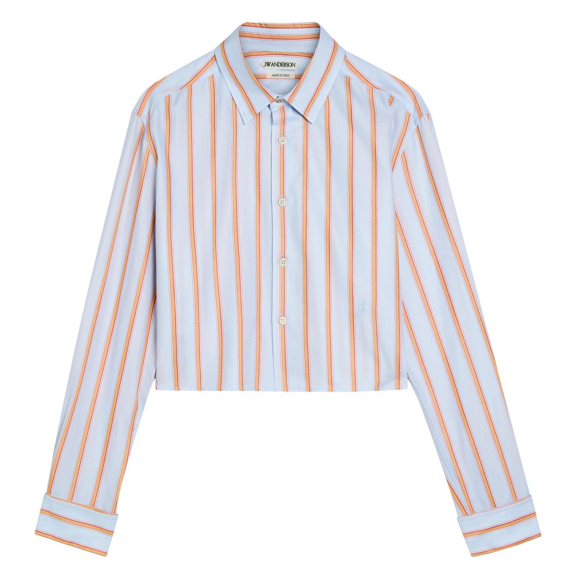 BLUE AND OTHER - JW Anderson - Women's Cotton Striped Cropped Shirt - 1