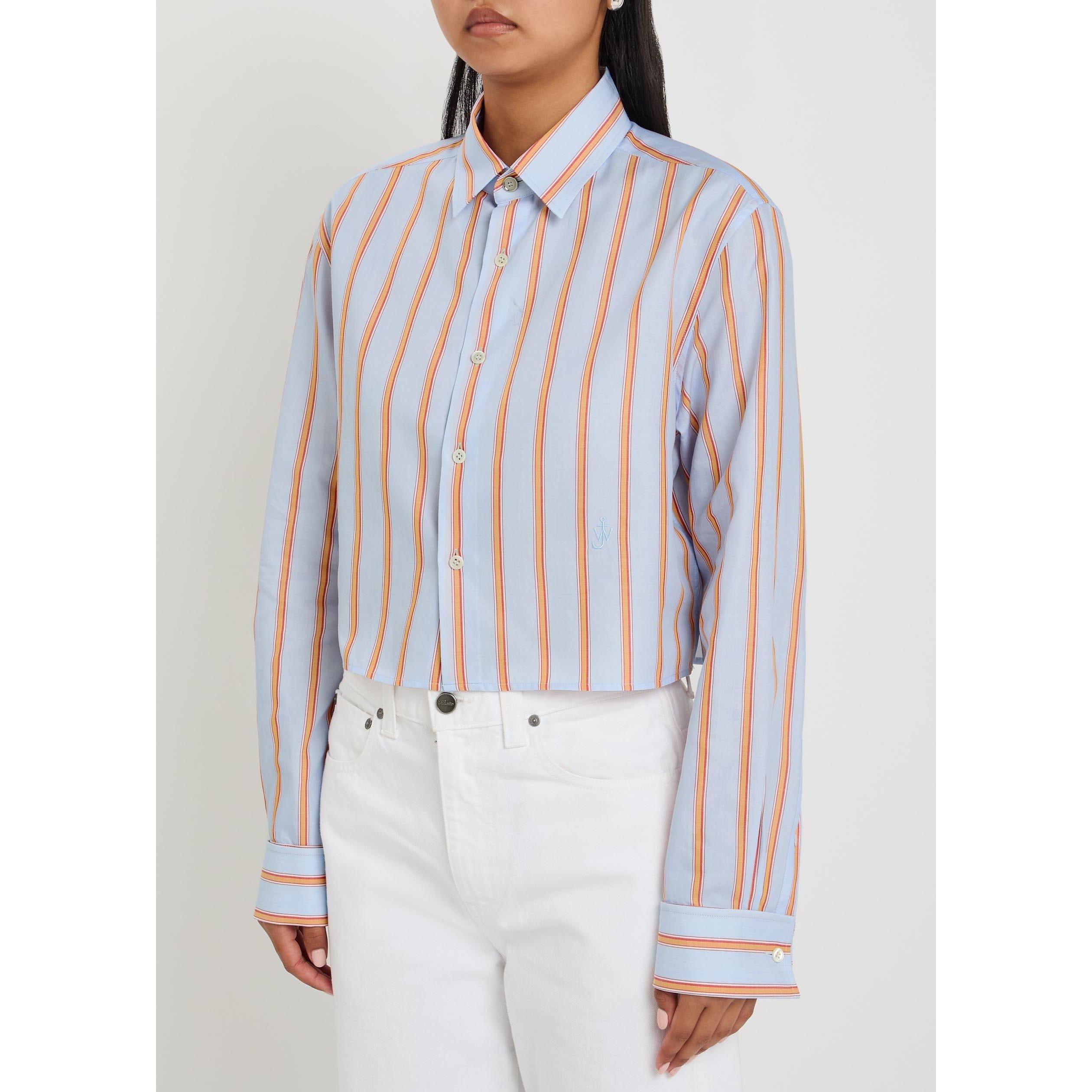 BLUE AND OTHER - JW Anderson - Women's Cotton Striped Cropped Shirt - 2