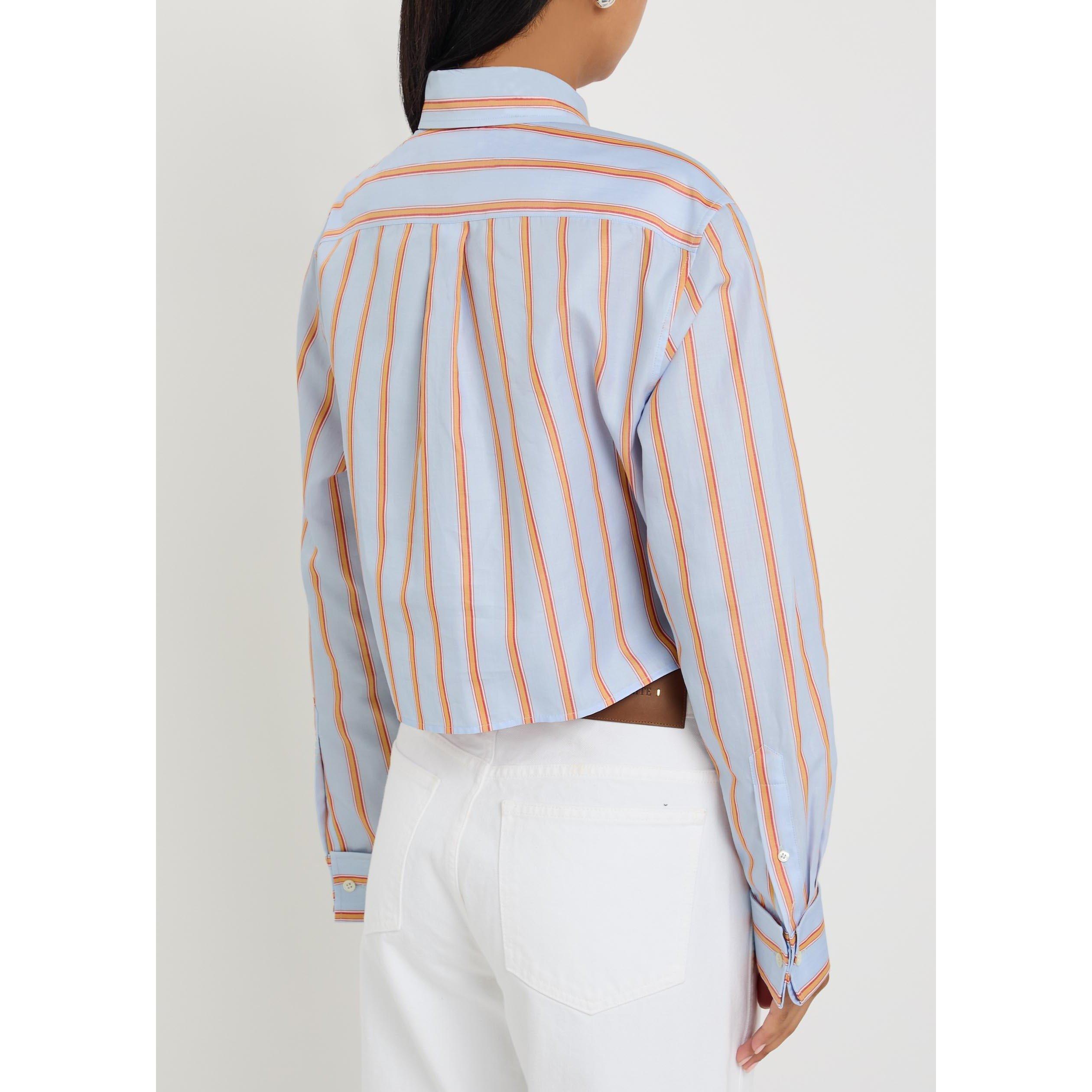 BLUE AND OTHER - JW Anderson - Women's Cotton Striped Cropped Shirt - 3
