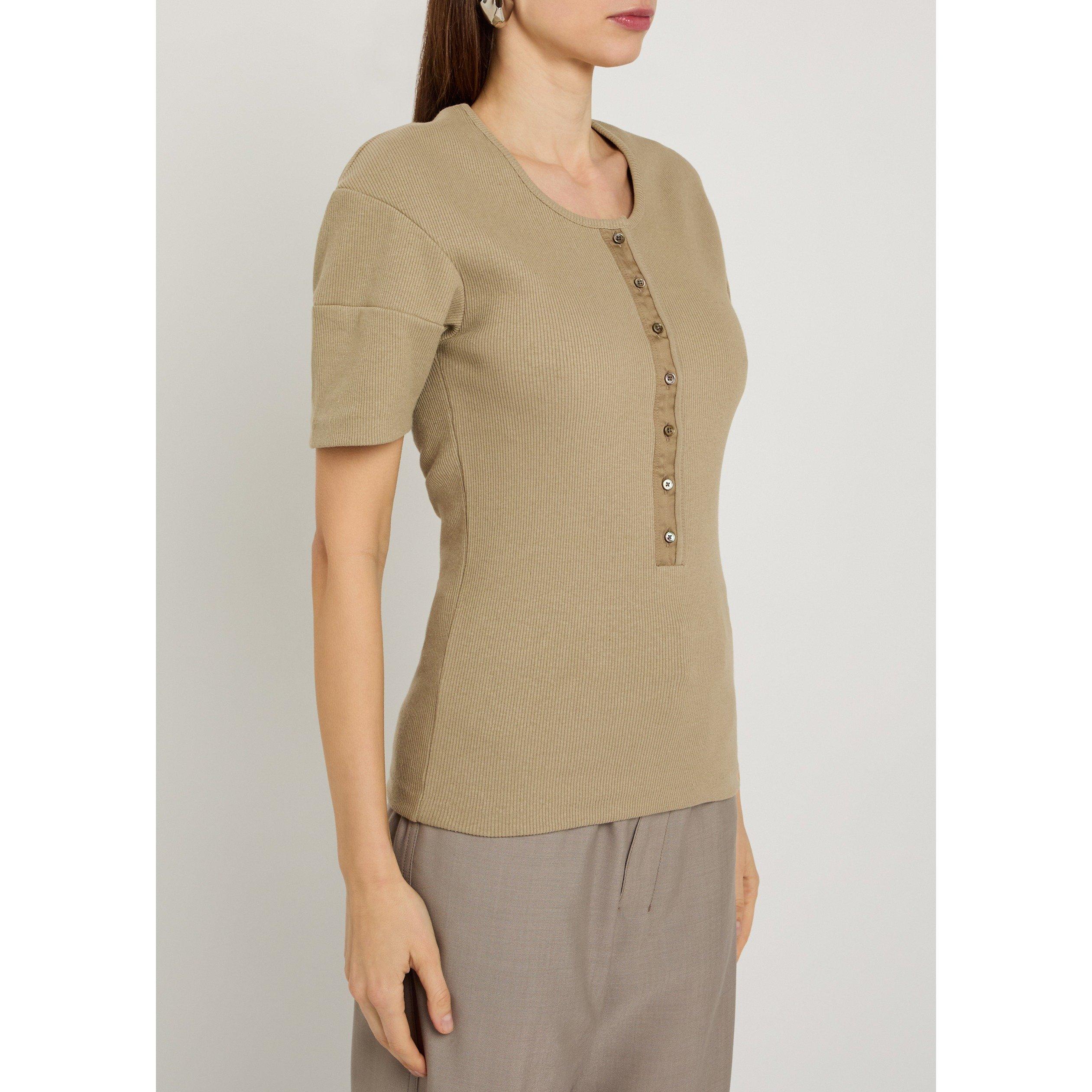 SAGE - Lemaire - Women's Cotton-Linen Short-Sleeve Slim-Fit Henley - 2