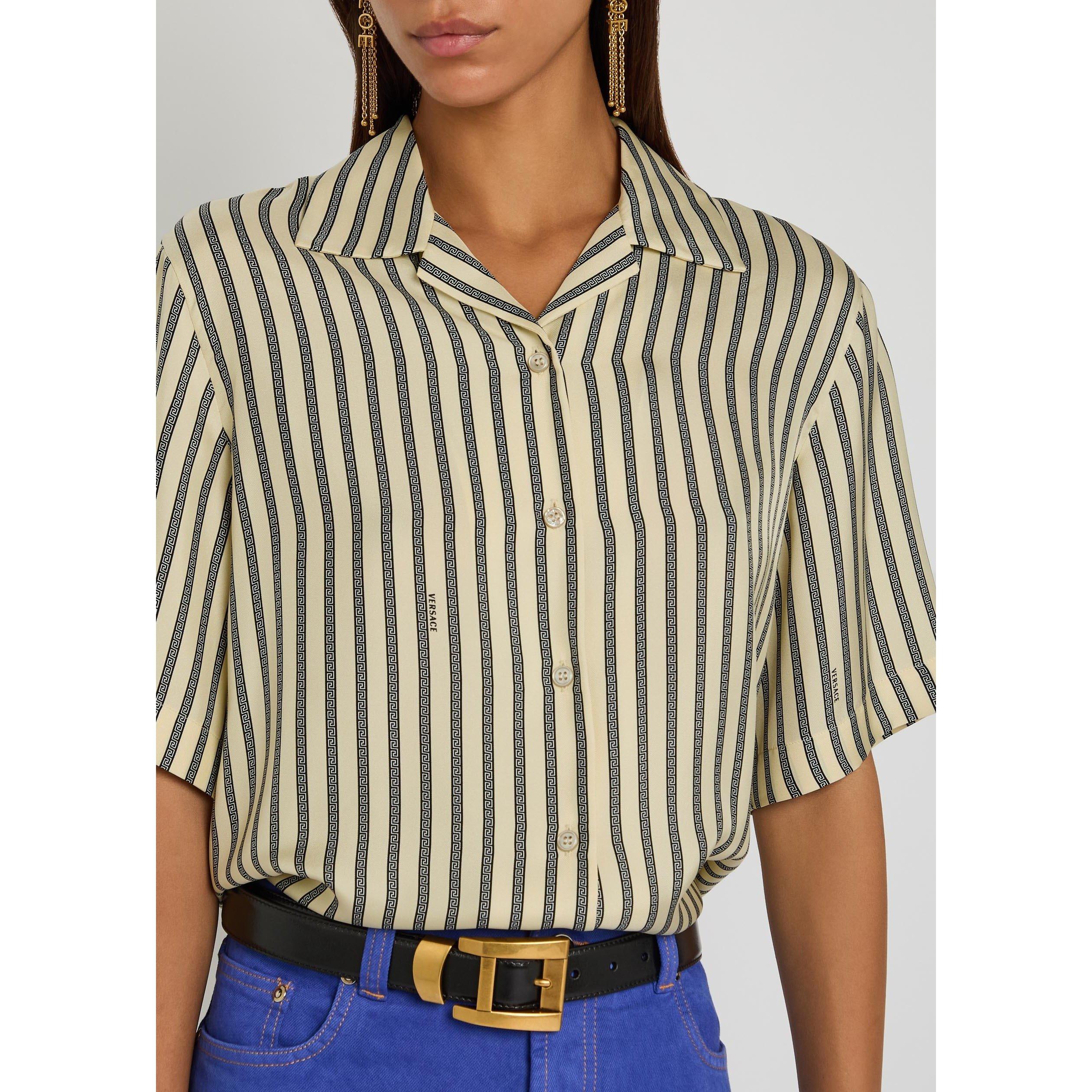 BLACK AND OTHER - Versace - INFORMAL SHIRT SILK TWILL PRIN - 4
