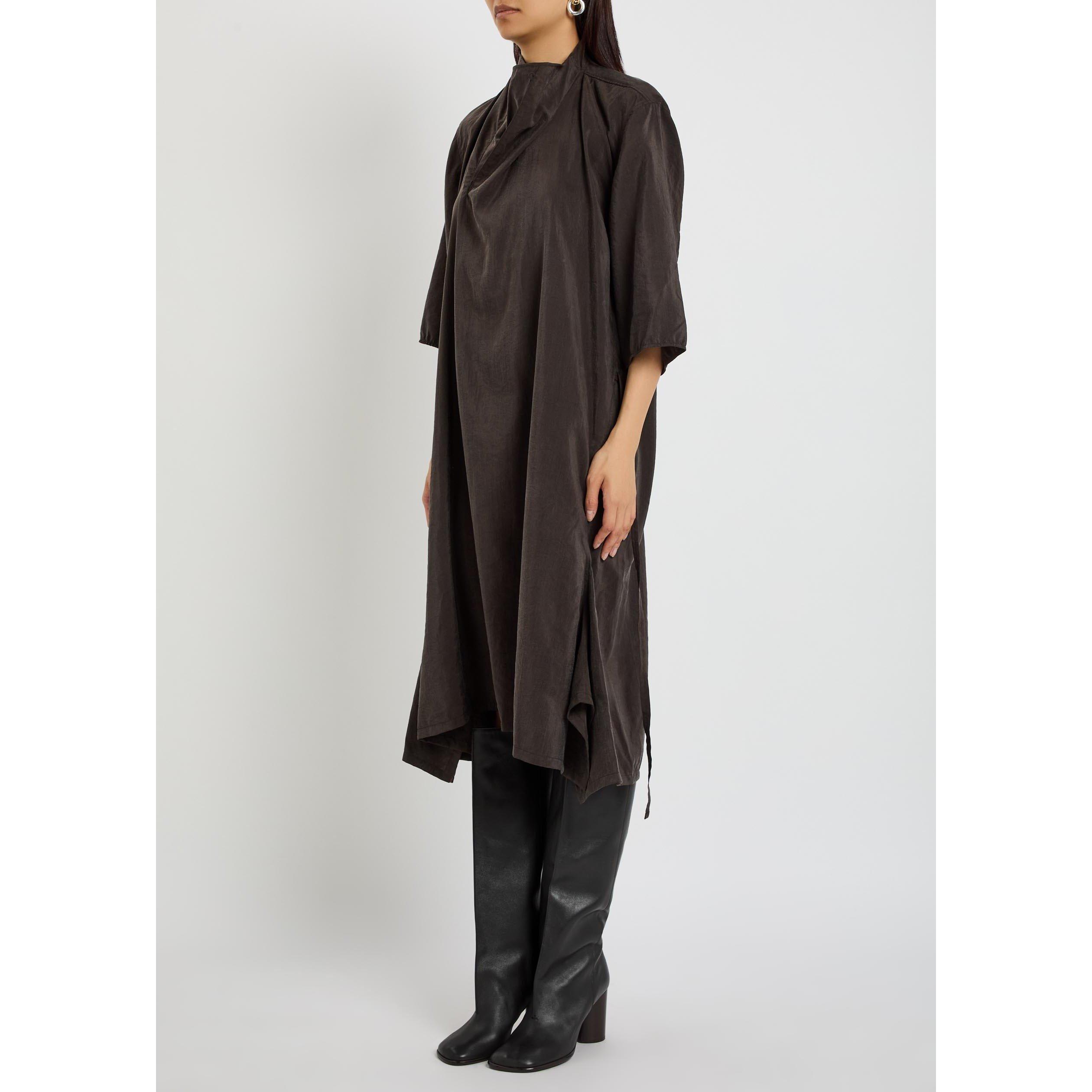 DARK BROWN - Lemaire - Women's Soft Collar Silk Dress - 2