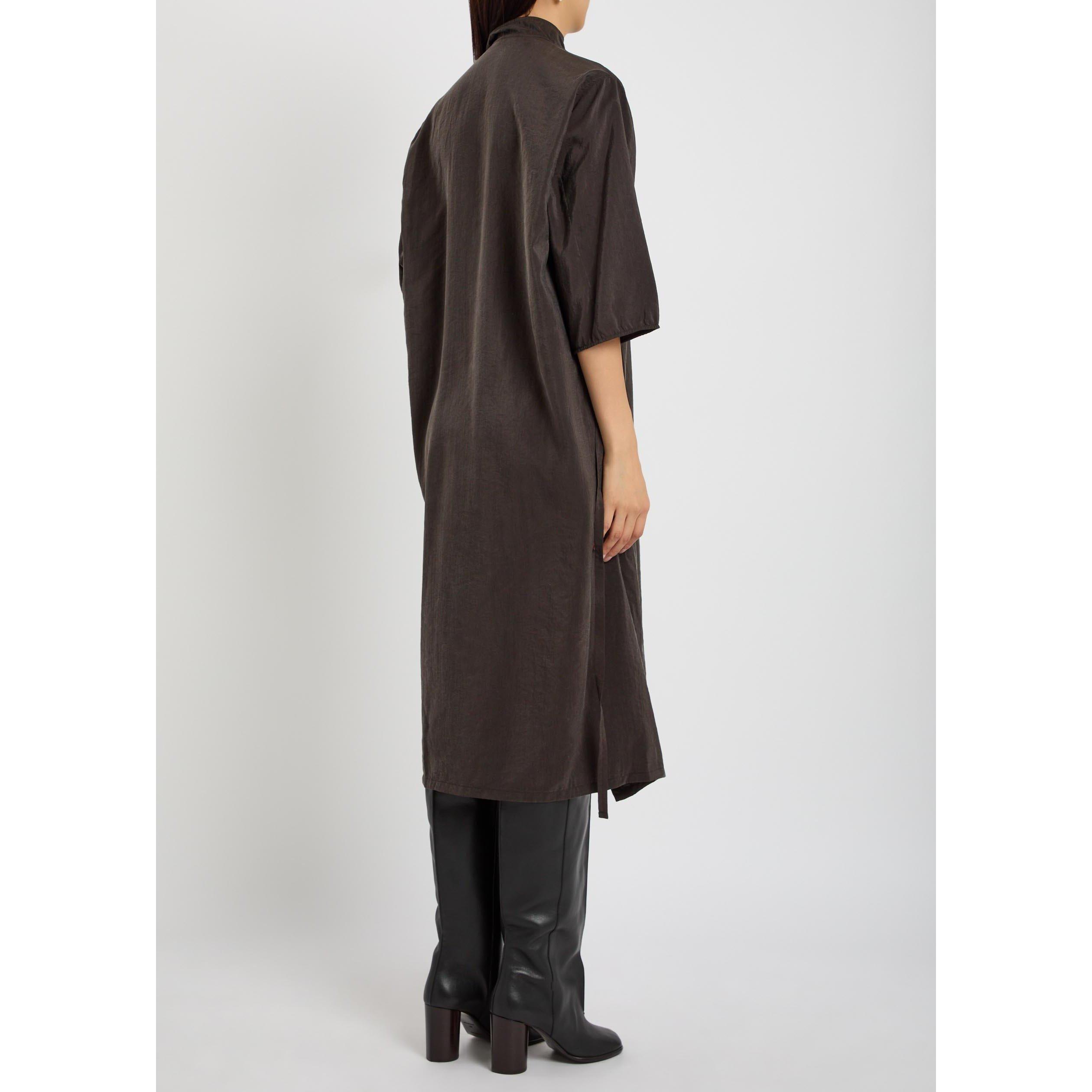 DARK BROWN - Lemaire - Women's Soft Collar Silk Dress - 3