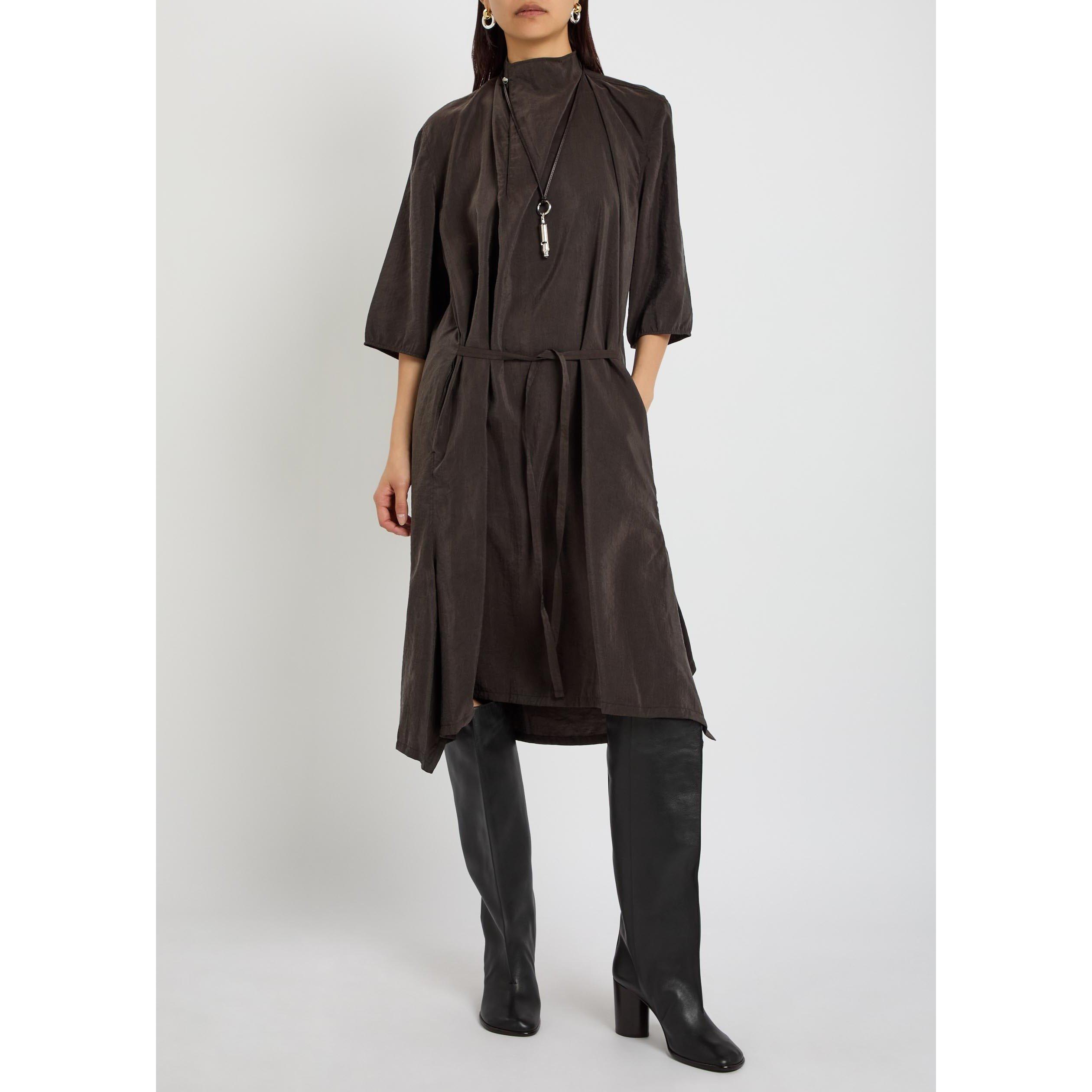 DARK BROWN - Lemaire - Women's Soft Collar Silk Dress - 5