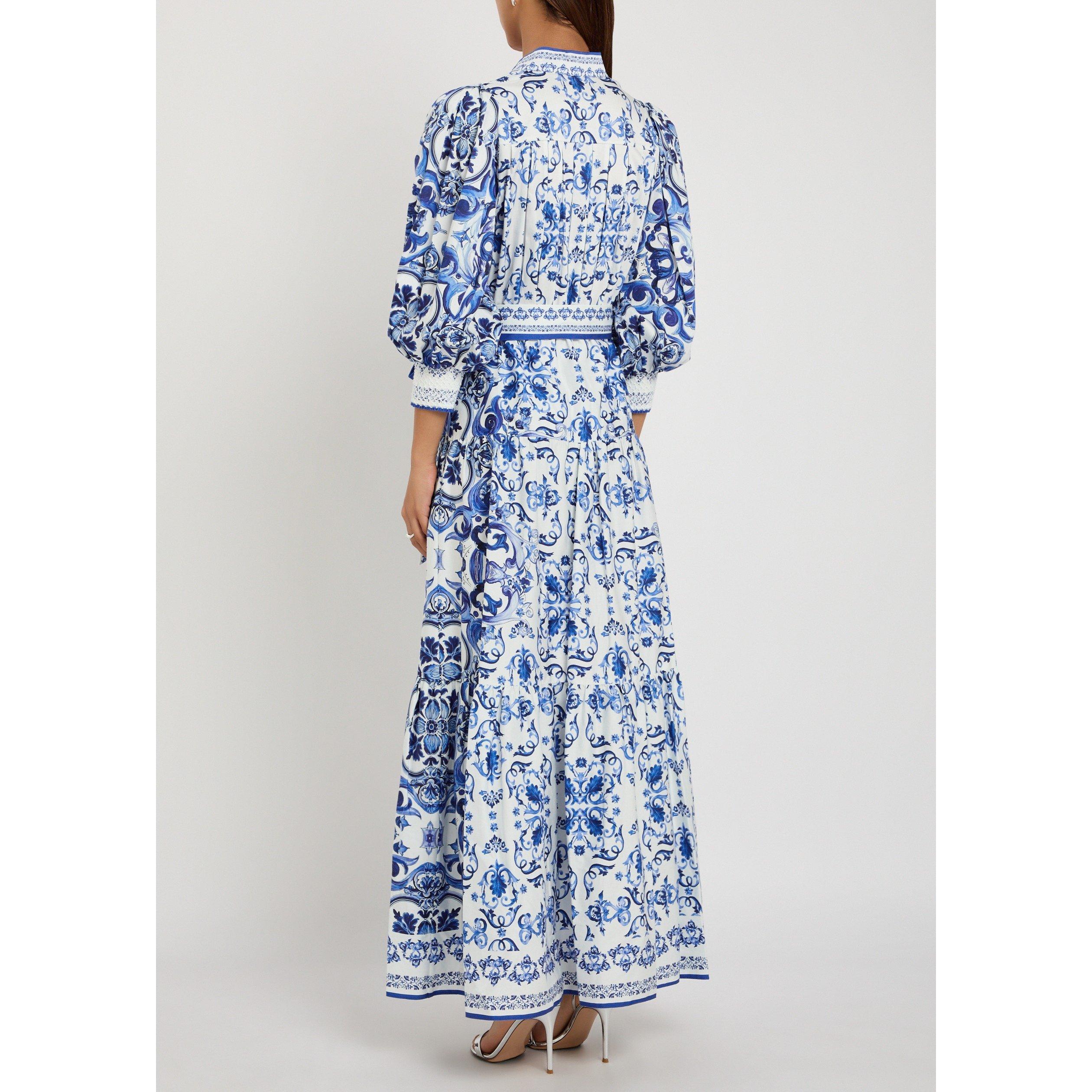 BLUE AND WHITE - Alice And Olivia - LD Cora Tiered Shirt Dress - 3