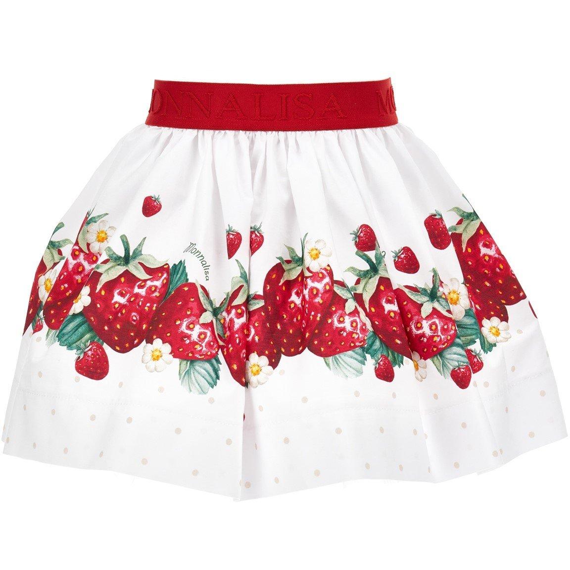 Wht/Red 9944 - Monnalisa - Kids' MonLisa Print Mini Skirt - 2