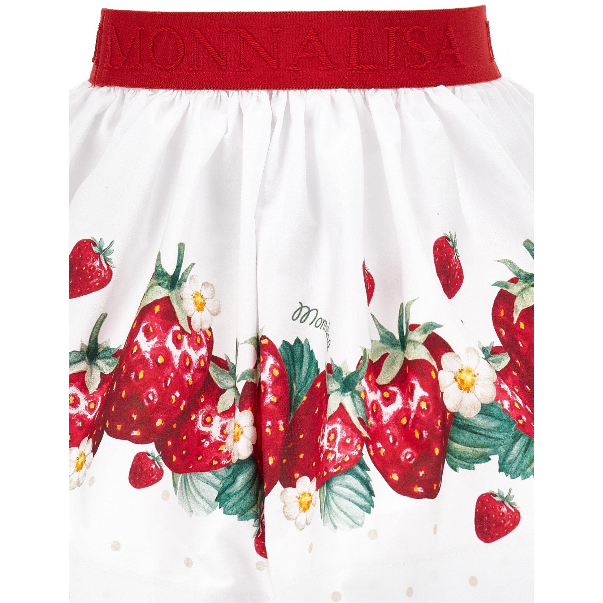 Wht/Red 9944 - Monnalisa - Kids' MonLisa Print Mini Skirt - 3