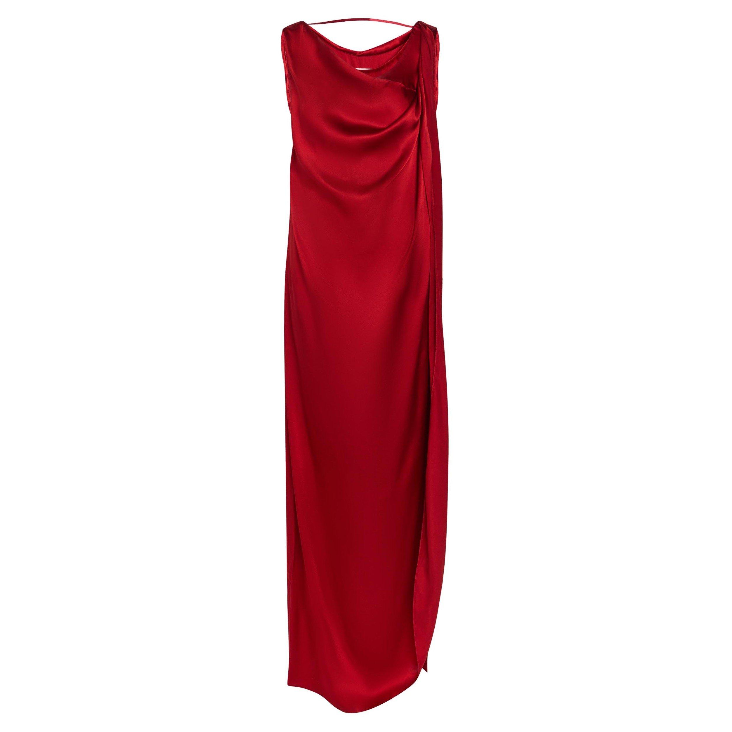 DARK RED - Maison Margiela - Women's Satin Draped Maxi Dress - 1