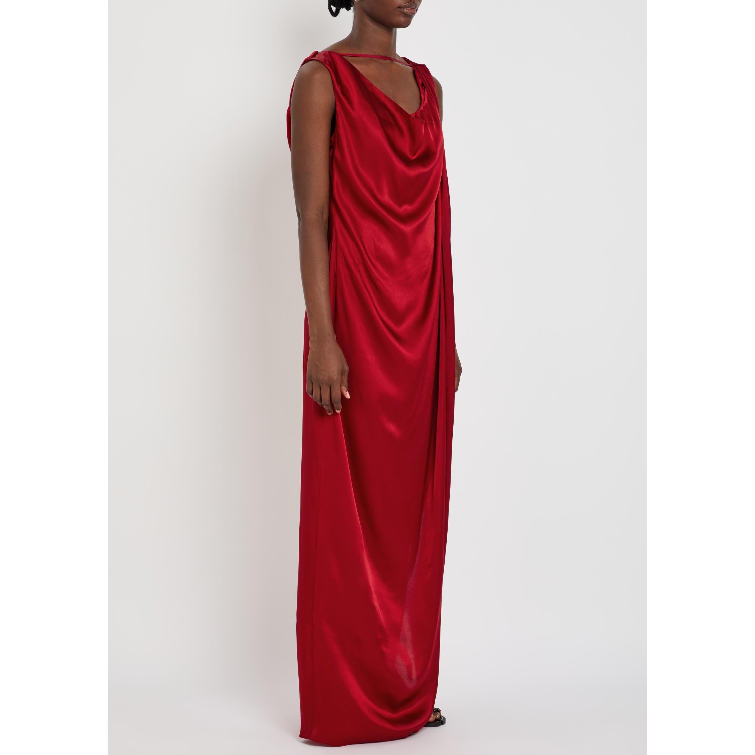 DARK RED - Maison Margiela - Women's Satin Draped Maxi Dress - 2