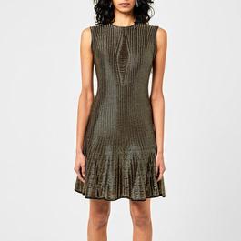 Alexander McQueen Metallic Flared Knitted Mini Dress