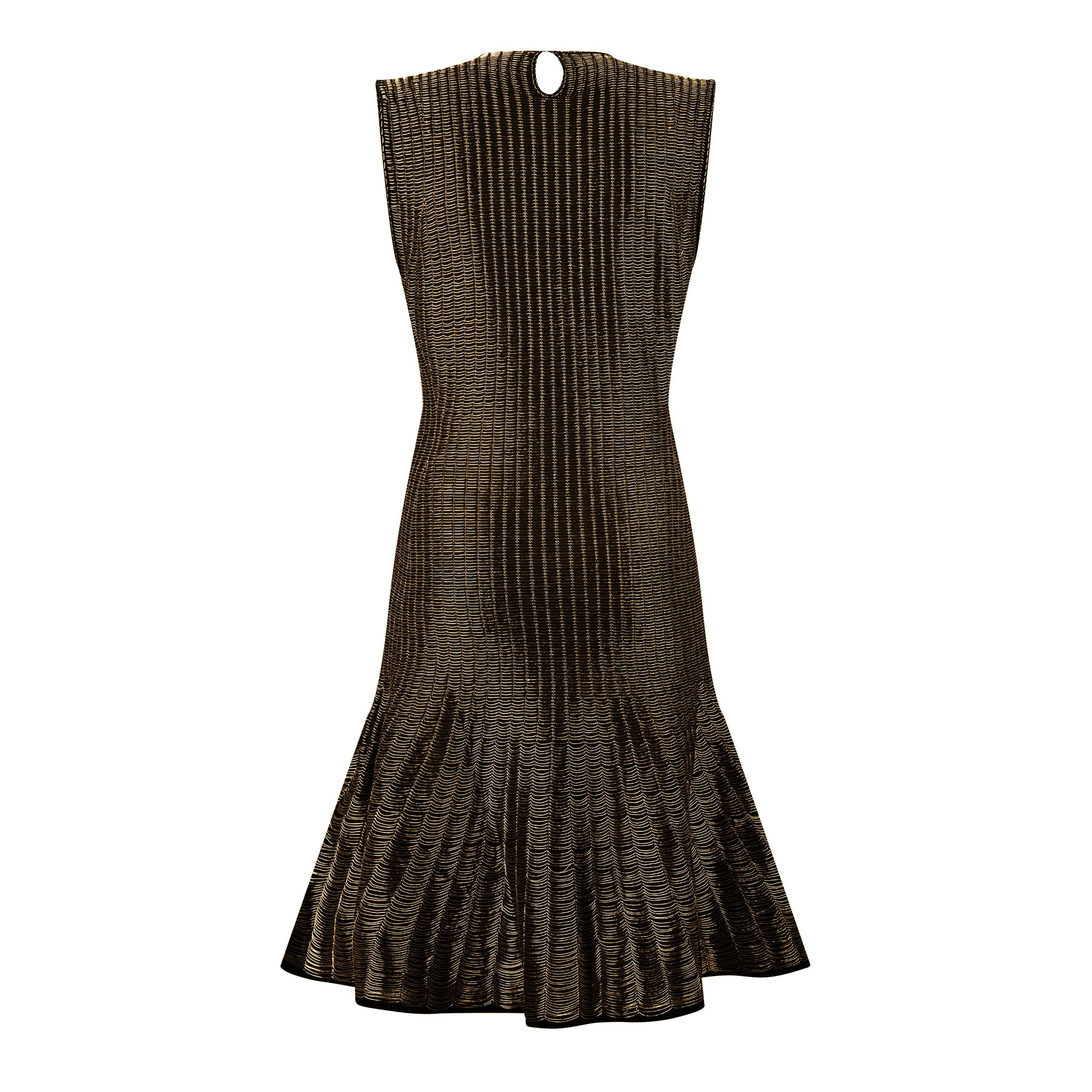 Alexander McQueen | Metallic Flared Knitted Mini Dress