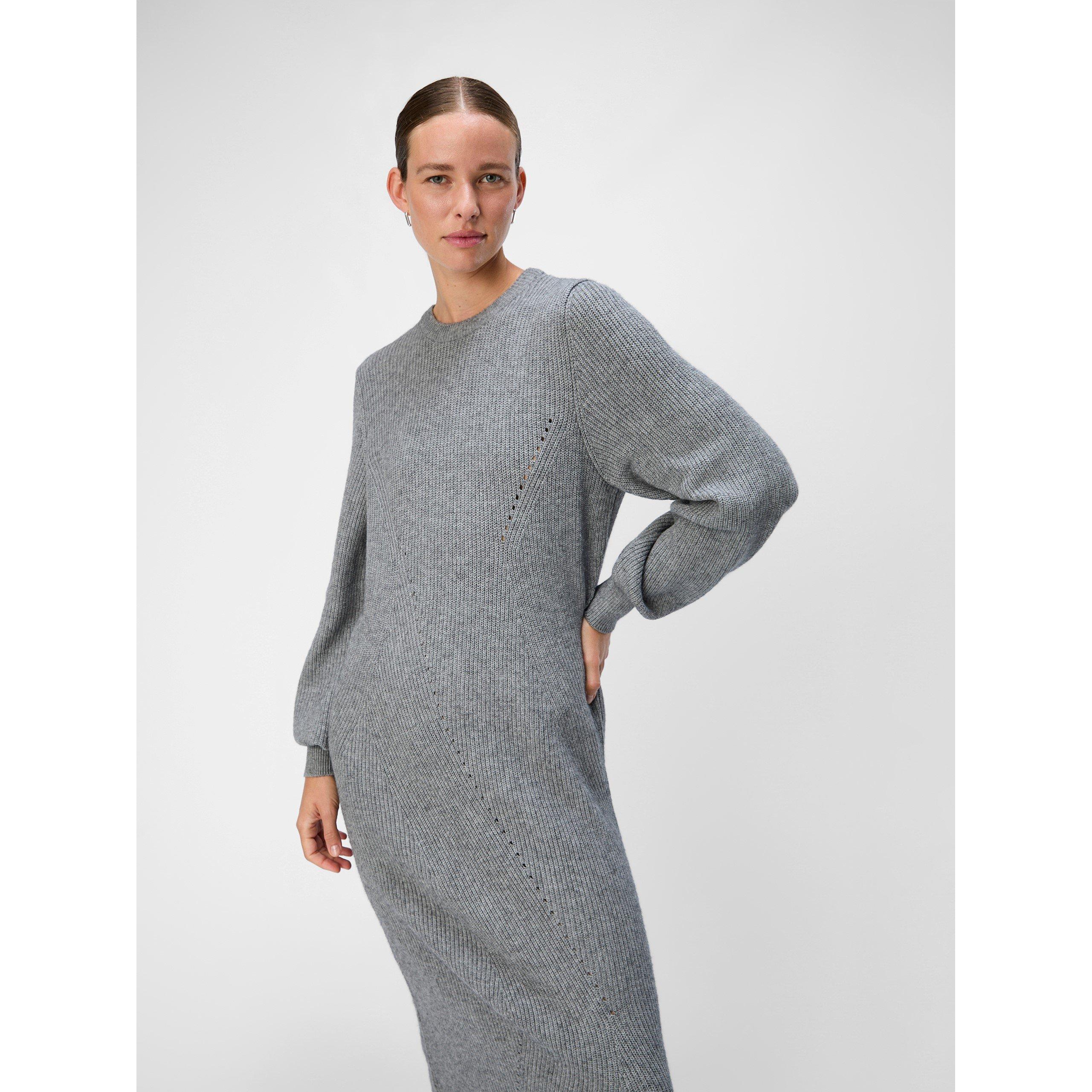 Medium Grey - Object - Women's Knitted Jumper Dress - 4
