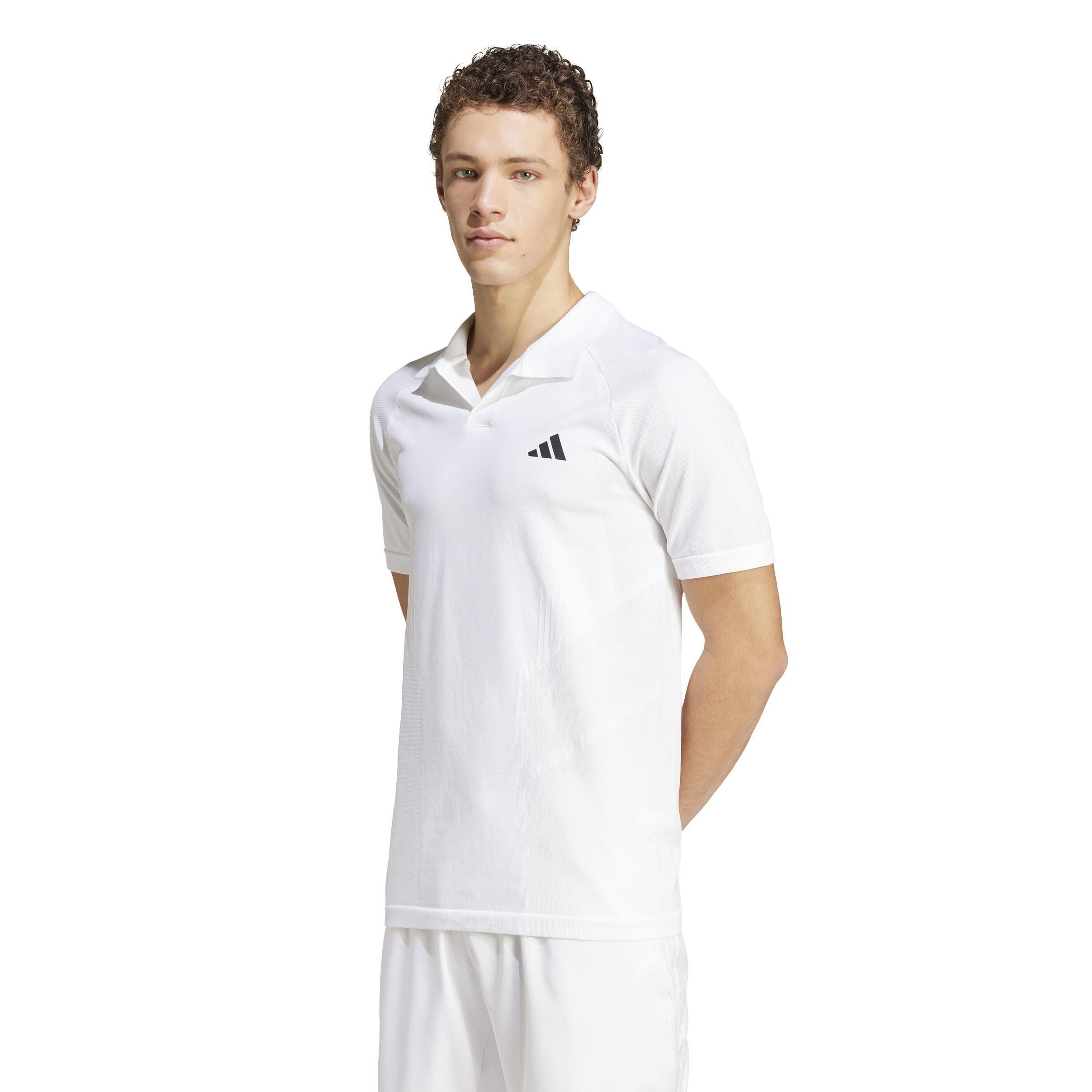 Bijela - adidas - Tennis Pro Seamless AEROREADY FreeLift Polo Shirt Mens - 2