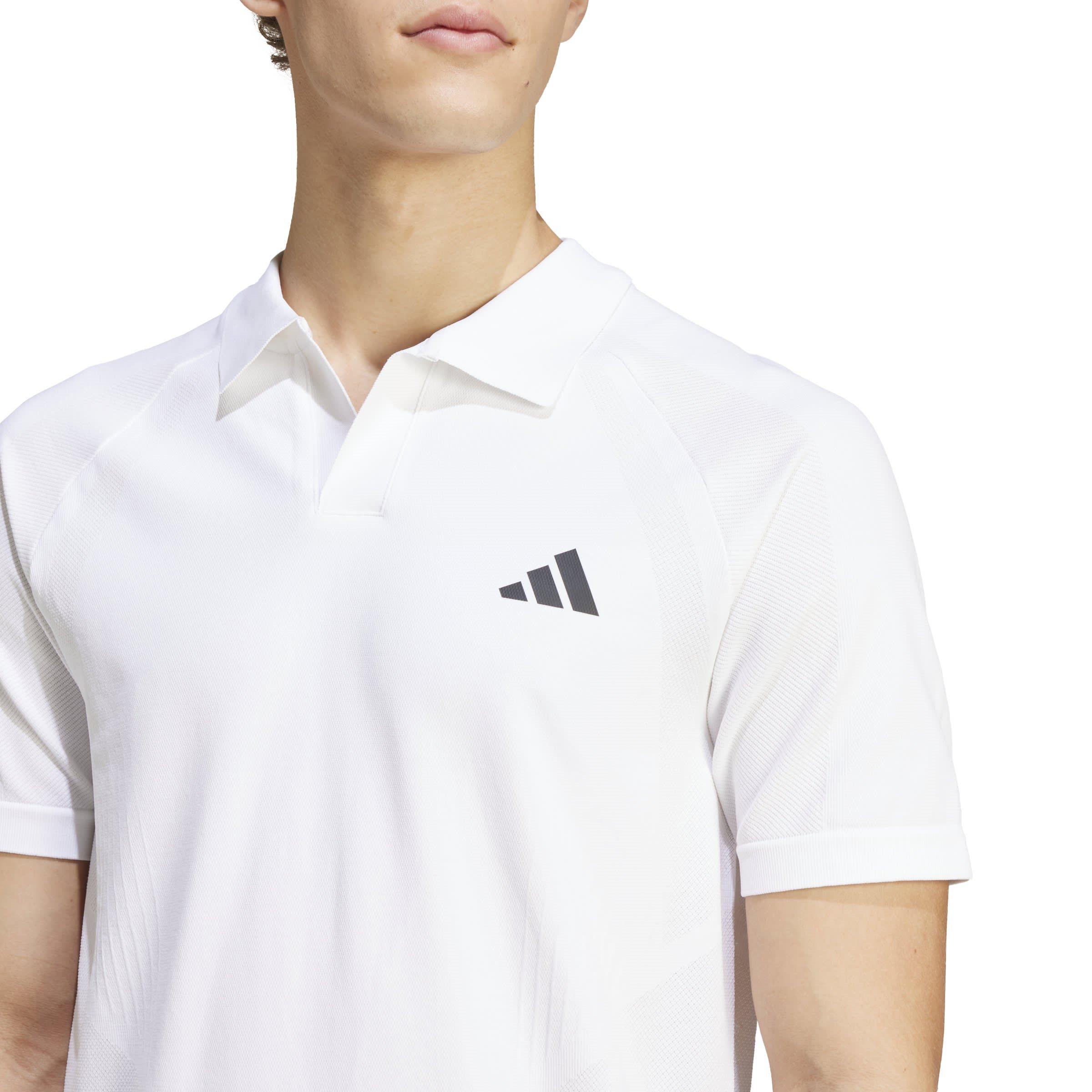 Bijela - adidas - Tennis Pro Seamless AEROREADY FreeLift Polo Shirt Mens - 5