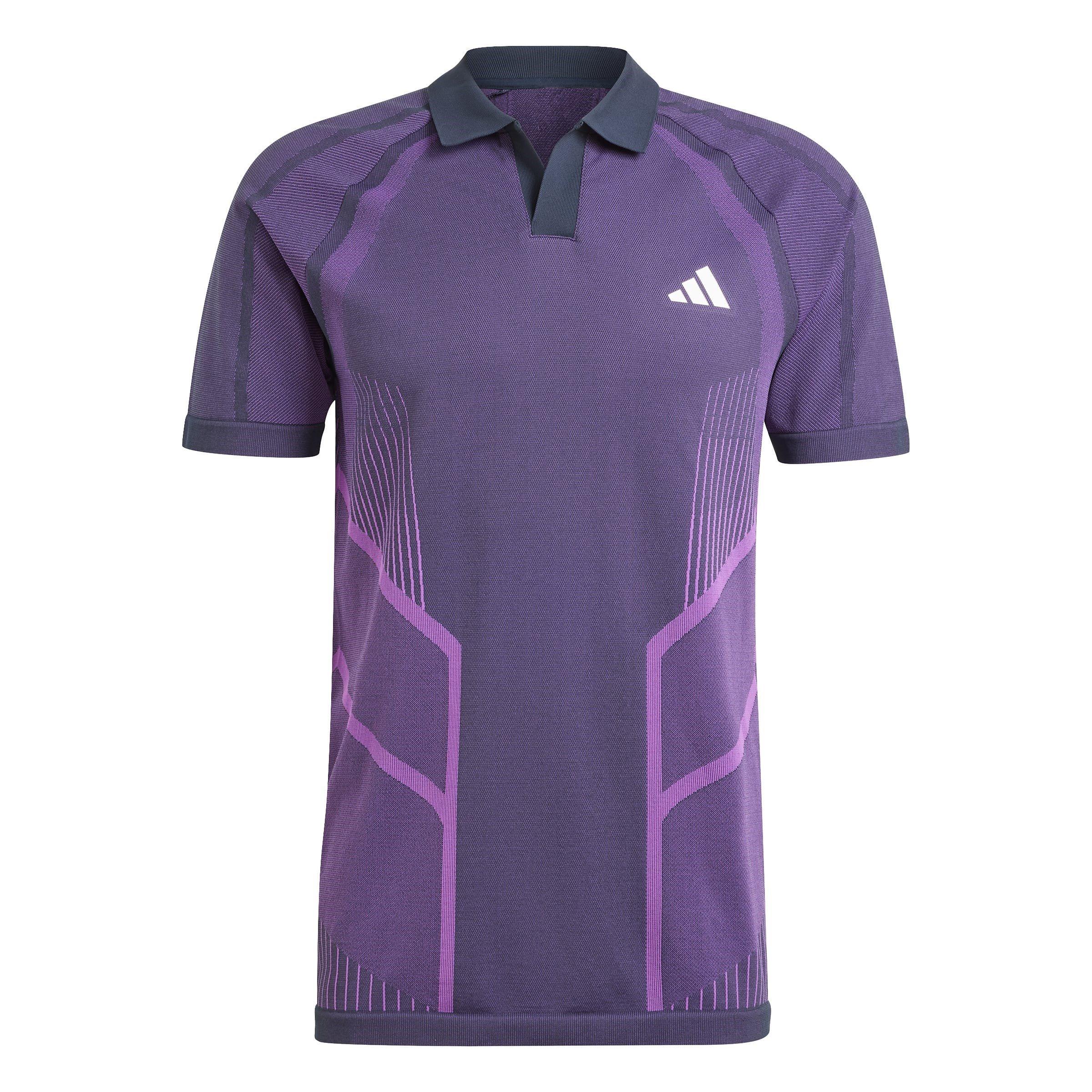 Adidas Men's Tennis Pro Seamless Aeroready Freelift Polo Shirt - Aurora Ink - XS