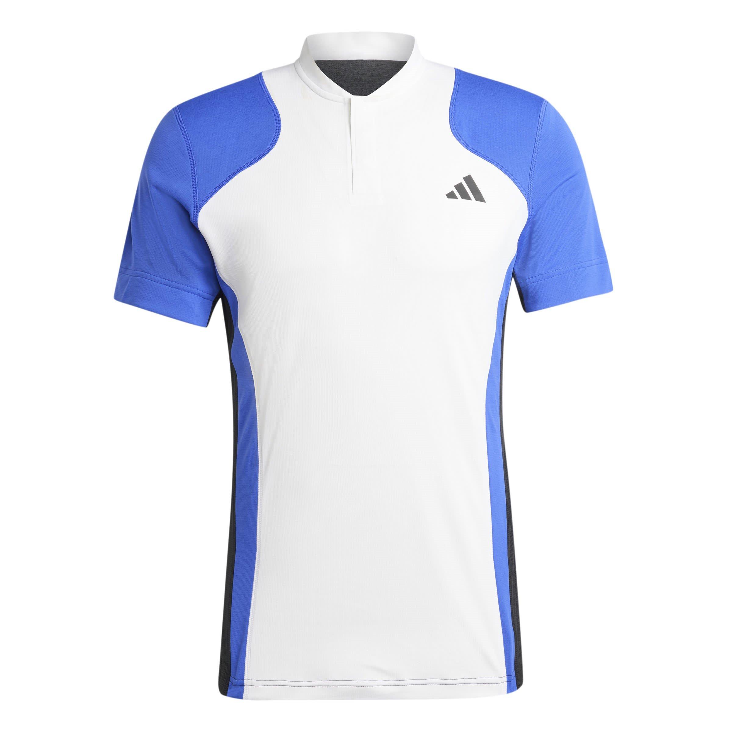 Adidas Men's Tennis Pro Heat.rdy Freelift Polo Shirt - Wht/Blu/Blk - XL