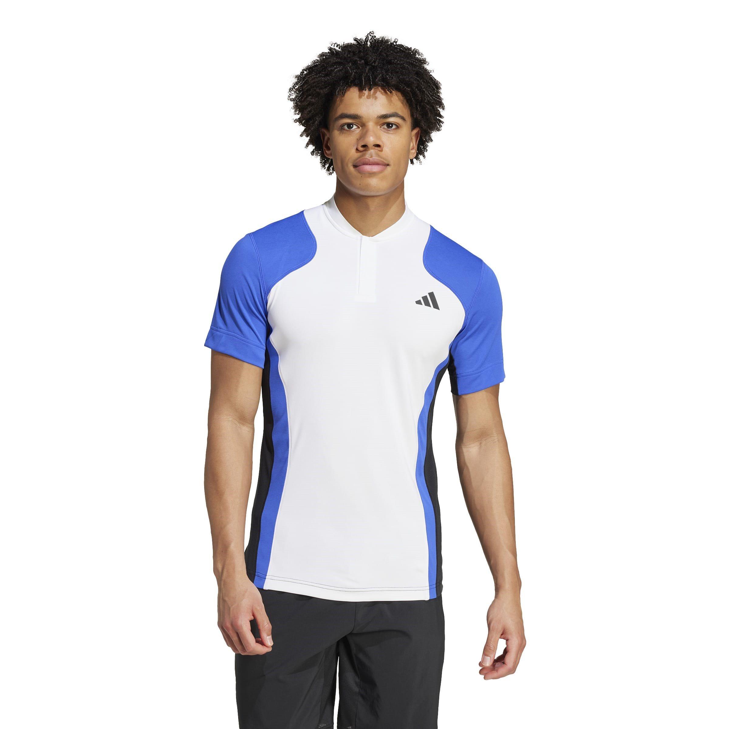 Wht/Blu/Blk - adidas - Tennis Pro HEAT.RDY FreeLift Polo Shirt Mens - 3