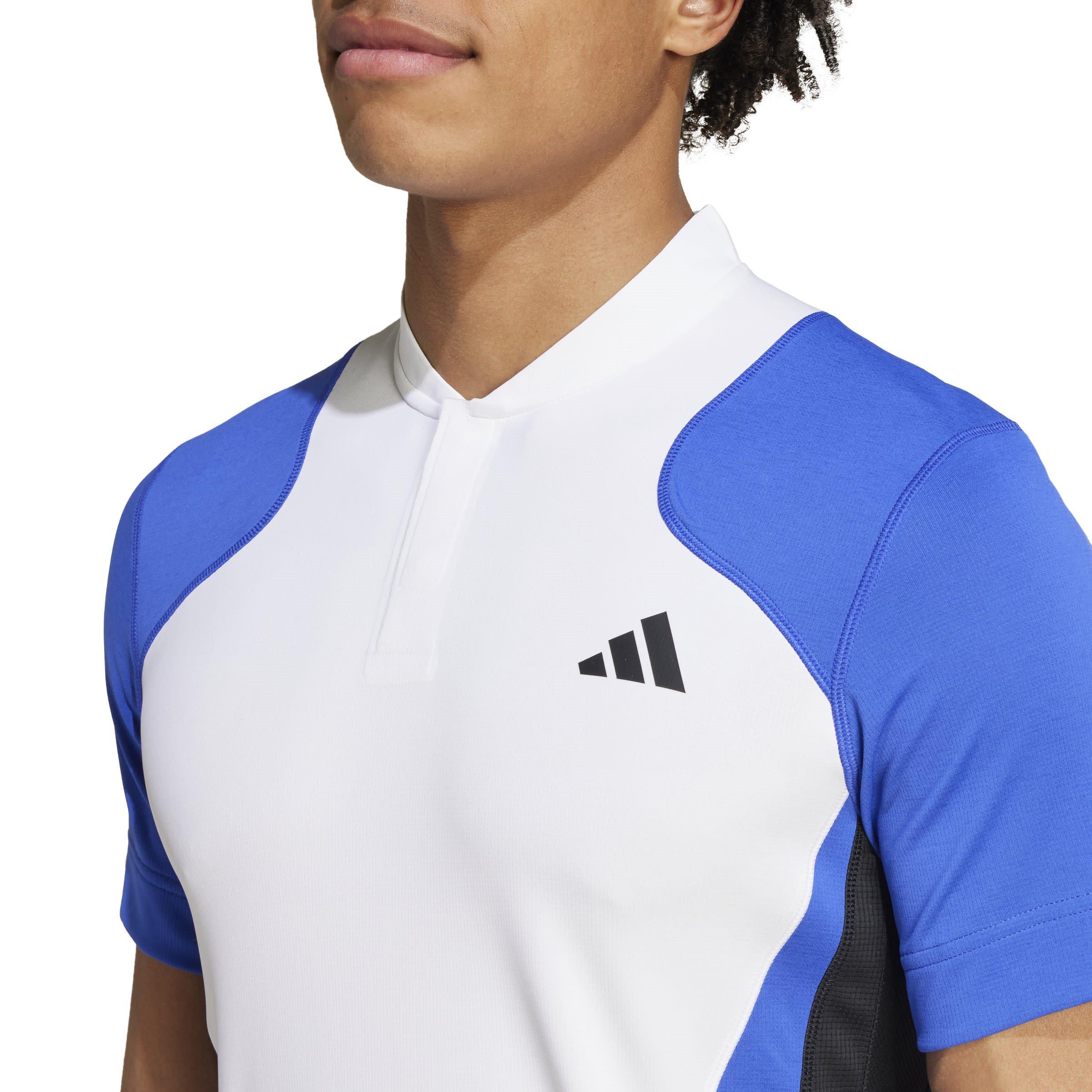 Wht/Blu/Blk - adidas - Tennis Pro HEAT.RDY FreeLift Polo Shirt Mens - 5