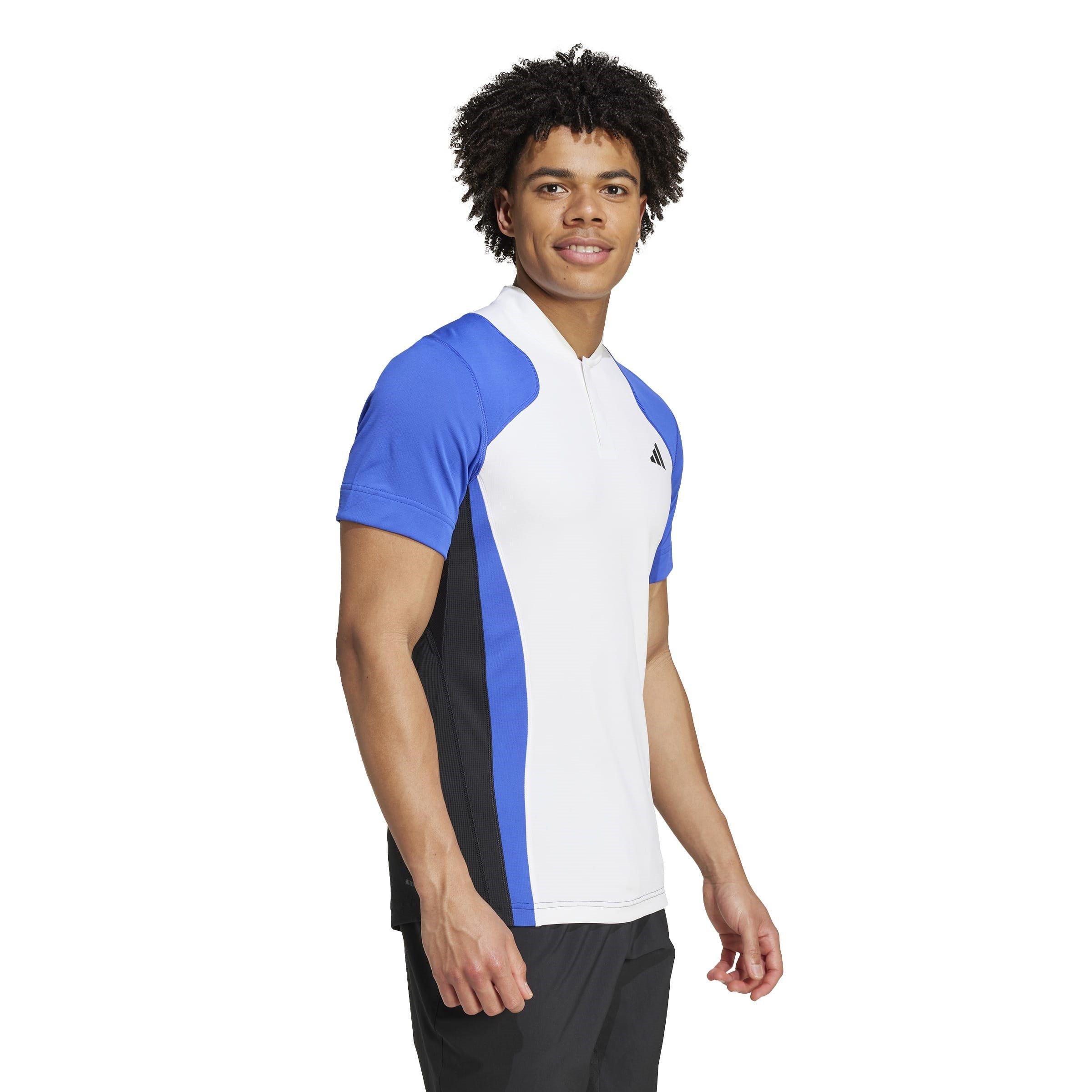 Wht/Blu/Blk - adidas - Tennis Pro HEAT.RDY FreeLift Polo Shirt Mens - 7