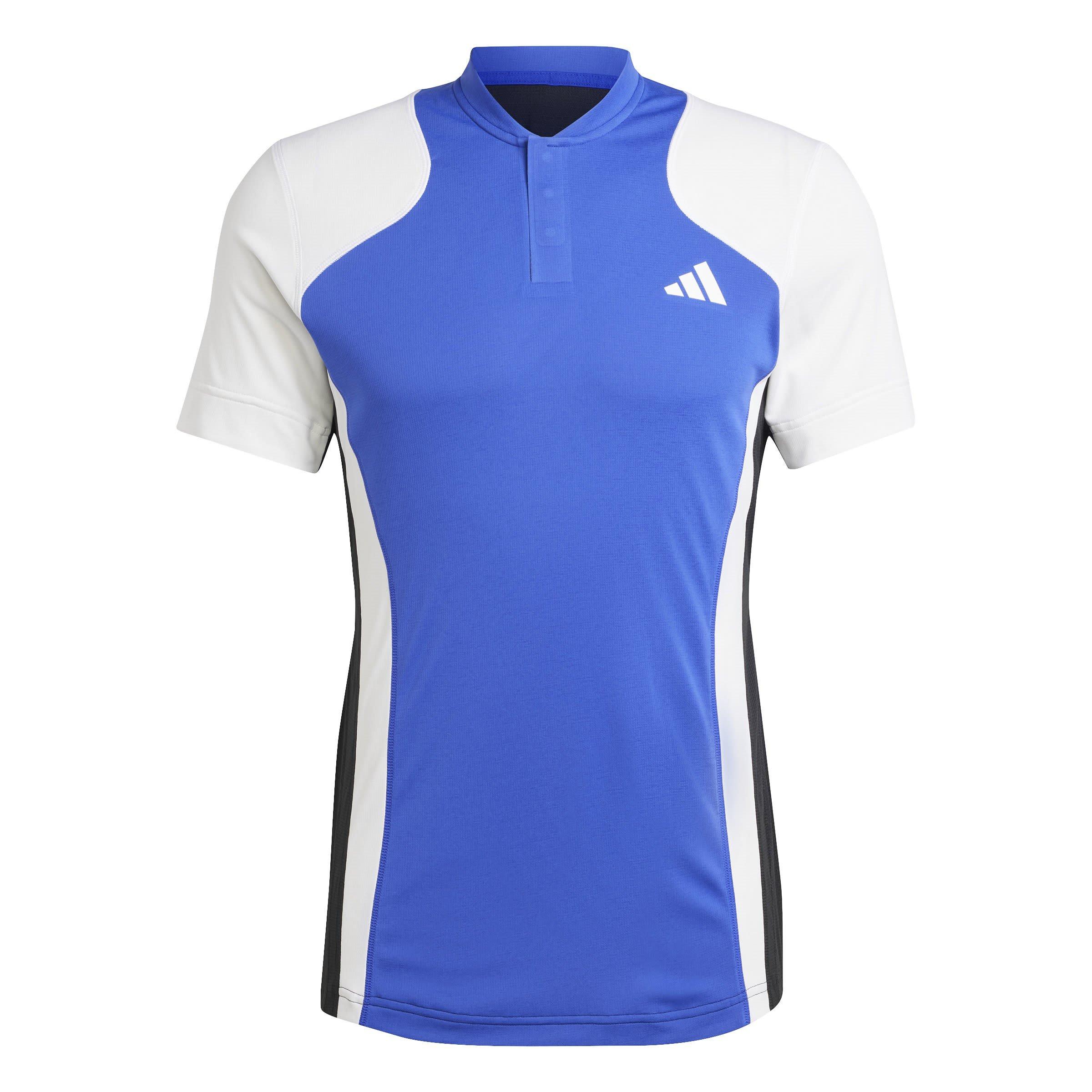Adidas Men's Tennis Pro Heat.rdy Freelift Polo Shirt - Blu/Wht/Blk - XL