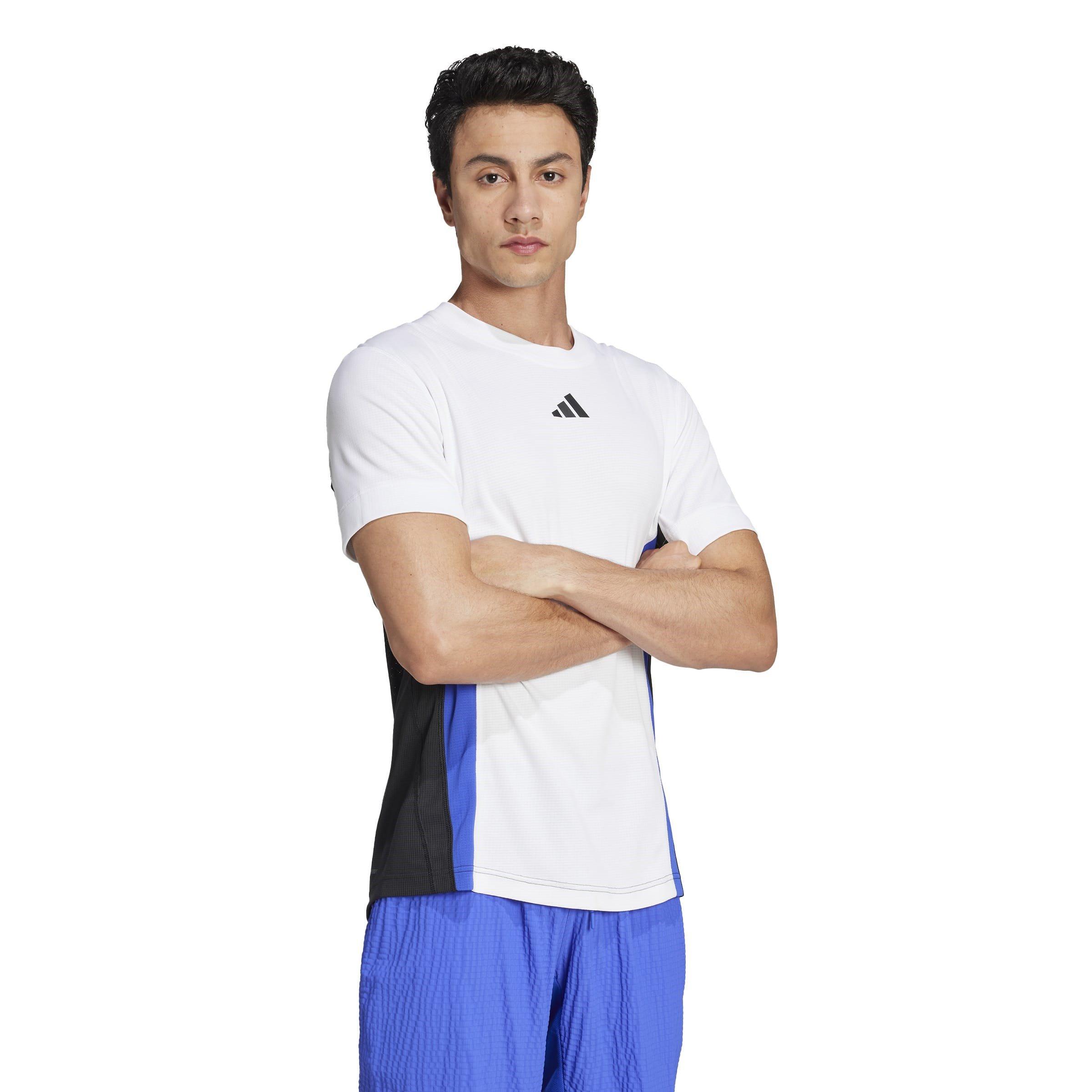 Wht/Blk/Blu - adidas - Tennis Pro HEAT.RDY FreeLift T-Shirt - 4