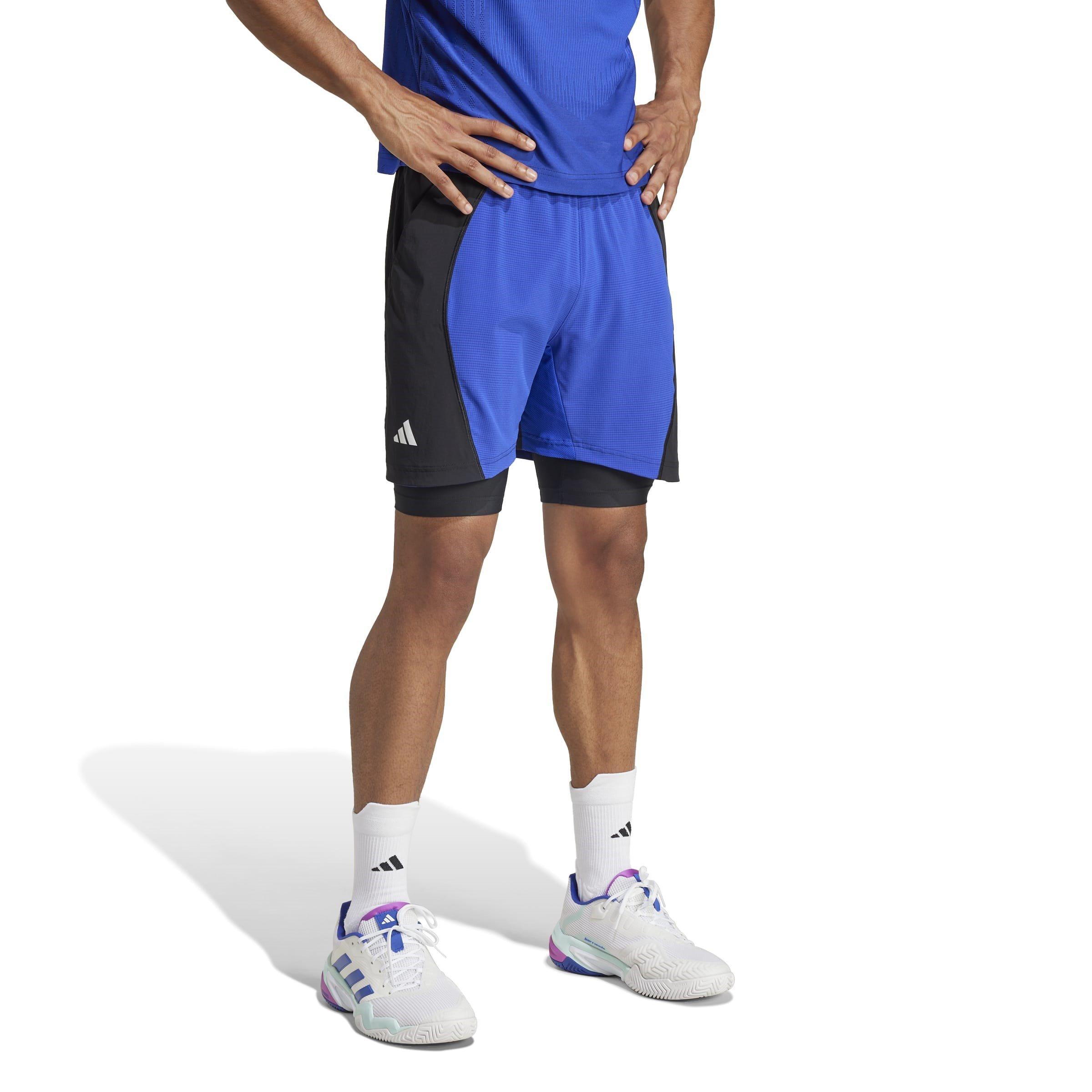 Blk/Blu - adidas - Tennis Shorts and Inner Shorts Set Mens - 2
