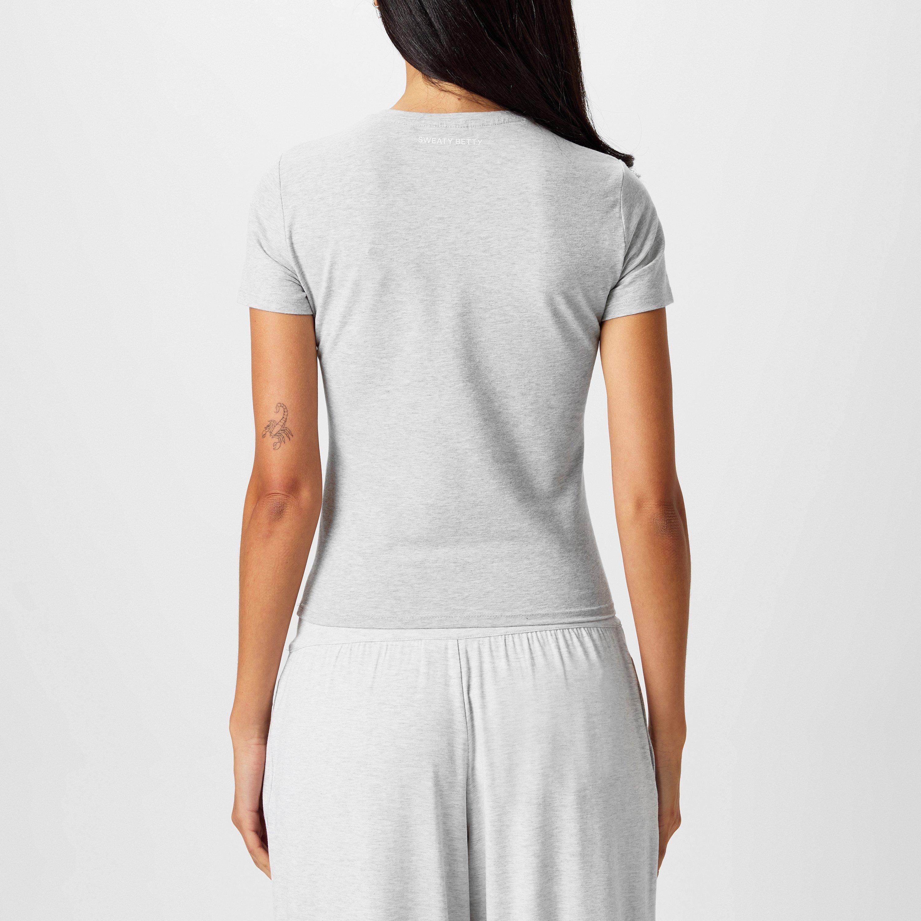 light grey marl - Sweaty Betty - Essential Sculpt Short Sleeve Top - 3