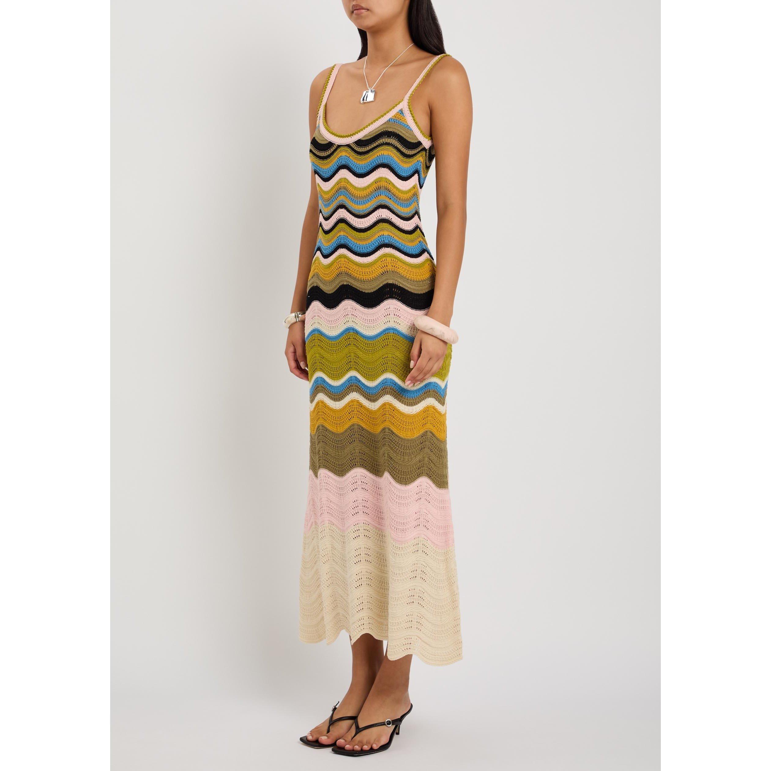 MULTICOLOURED - La DoubleJ - Women's Chevron Cotton Slim-Fit Maxi Dress - 2